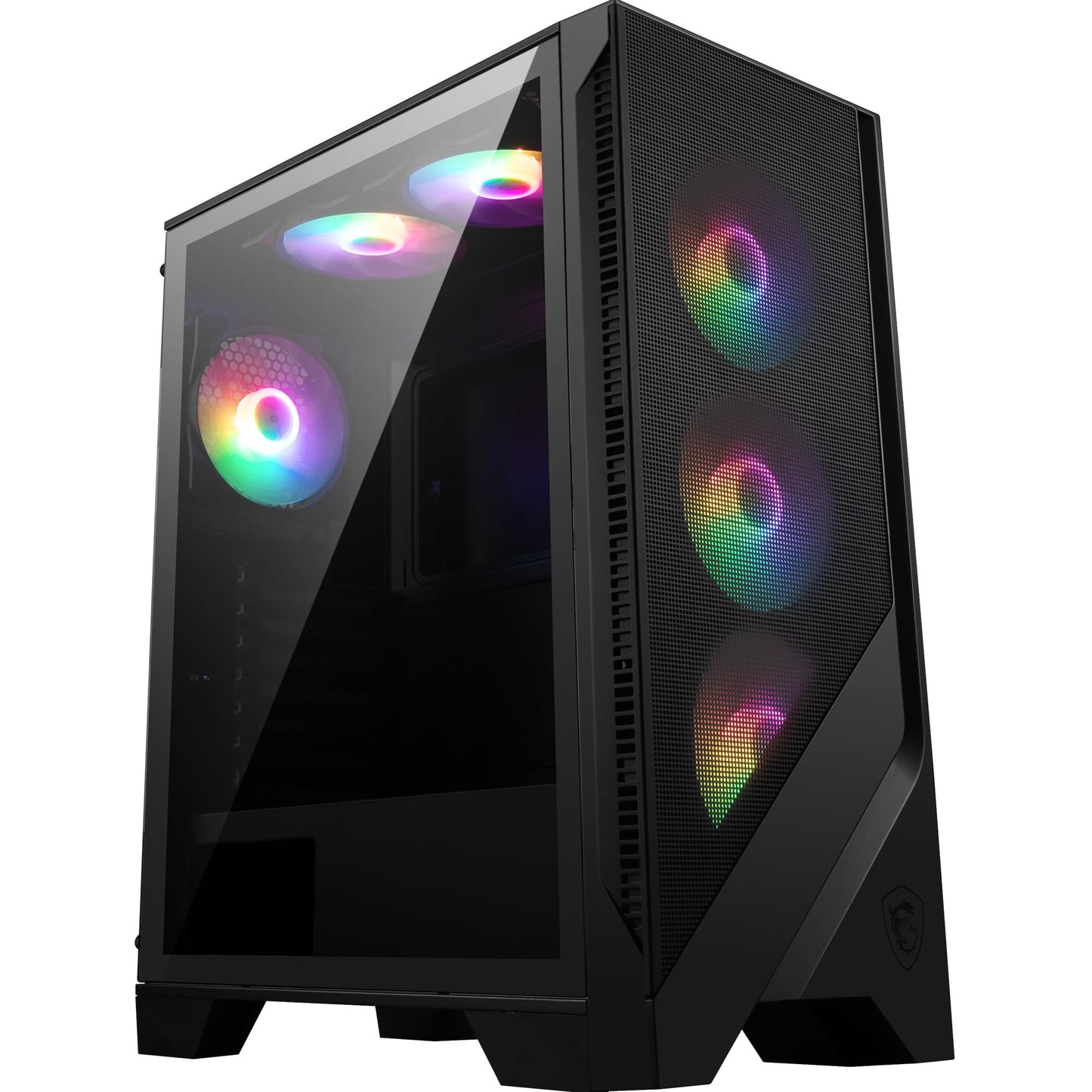MSI Gabinete mag Forge 120A Airflow con Ventana RGB, Midi-Tower, ATX/Micro-ATX/Mini-ITX, USB 3.2, sin Fuente, 6 Ventiladores RGB Instalados, Negro