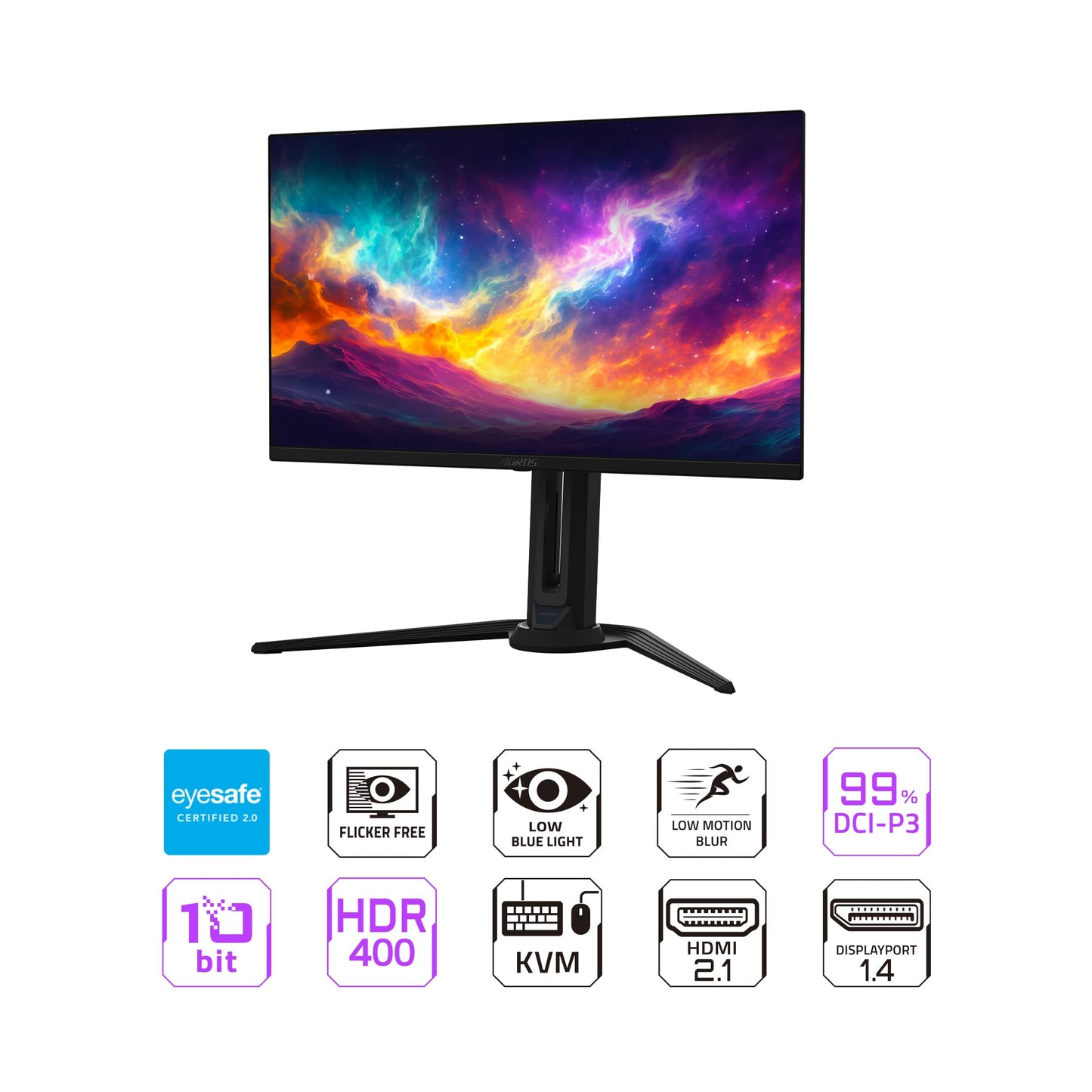 GIGABYTE - Monitor para juegos OLED AORUS FO27Q3-27 QD - QHD 2560x1440-360Hz - 0.03ms GTG - AMD FreeSync Premium Pro - KVM tipo C - HDMI, DP, tipo C - Altura ajustable - Negro