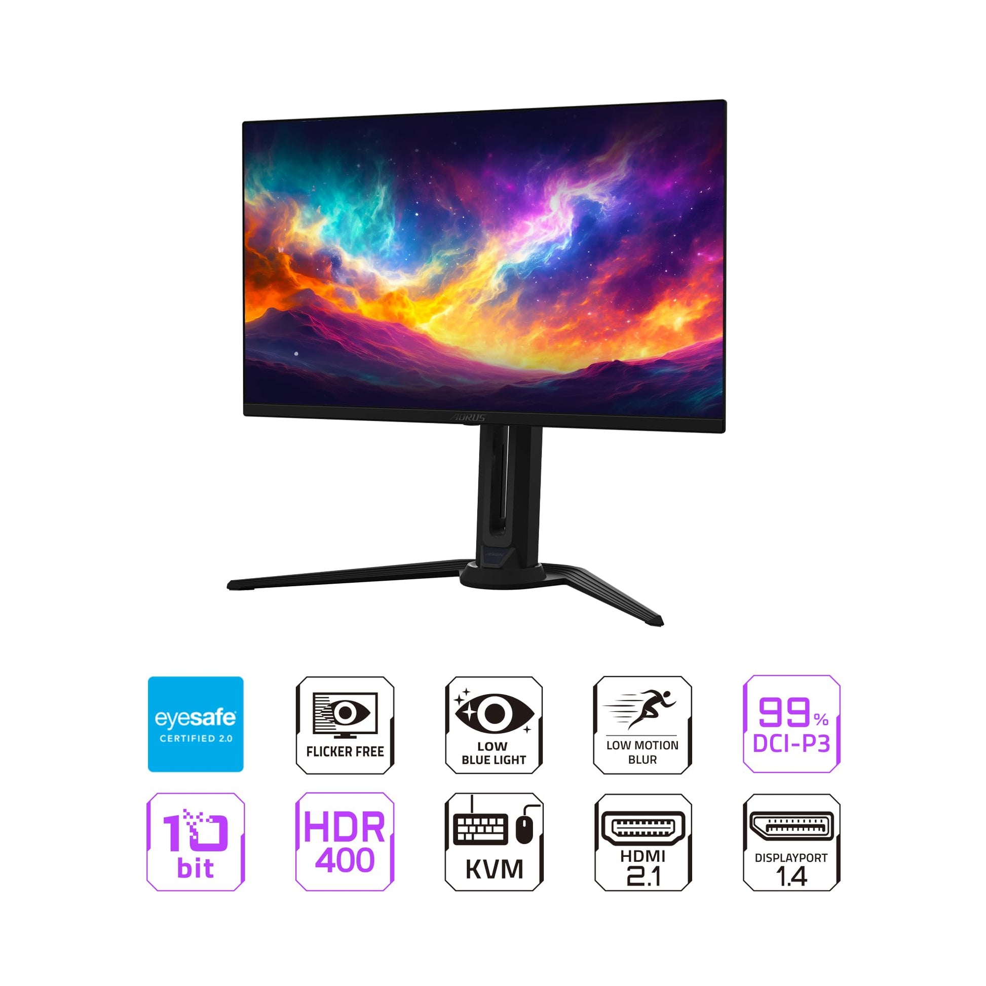 GIGABYTE - Monitor para juegos OLED AORUS FO27Q3-27 QD - QHD 2560x1440-360Hz - 0.03ms GTG - AMD FreeSync Premium Pro - KVM tipo C - HDMI, DP, tipo C - Altura ajustable - Negro