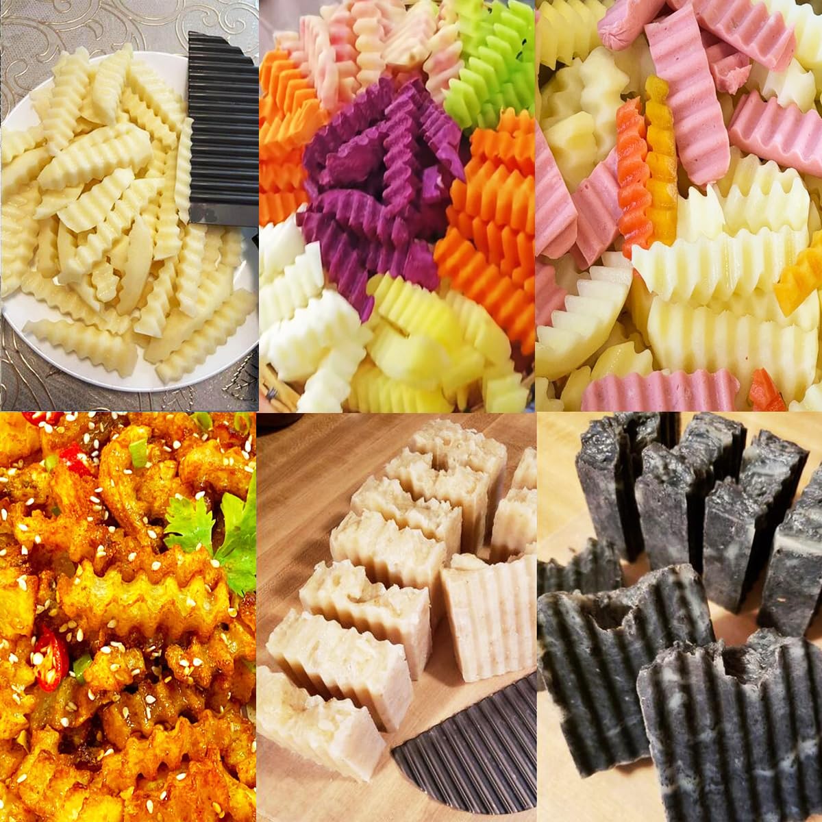 Cortador de Patatas SHengwin Acero Inoxidable Cuchillo Ondulado para Verduras y Frutas