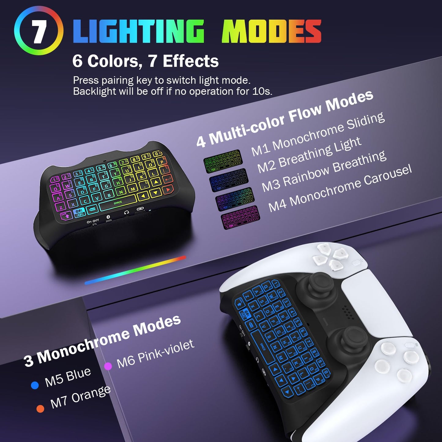 Teclado Inalámbrico TiMOVO Negro Blanco RGB Retroiluminación para PS5