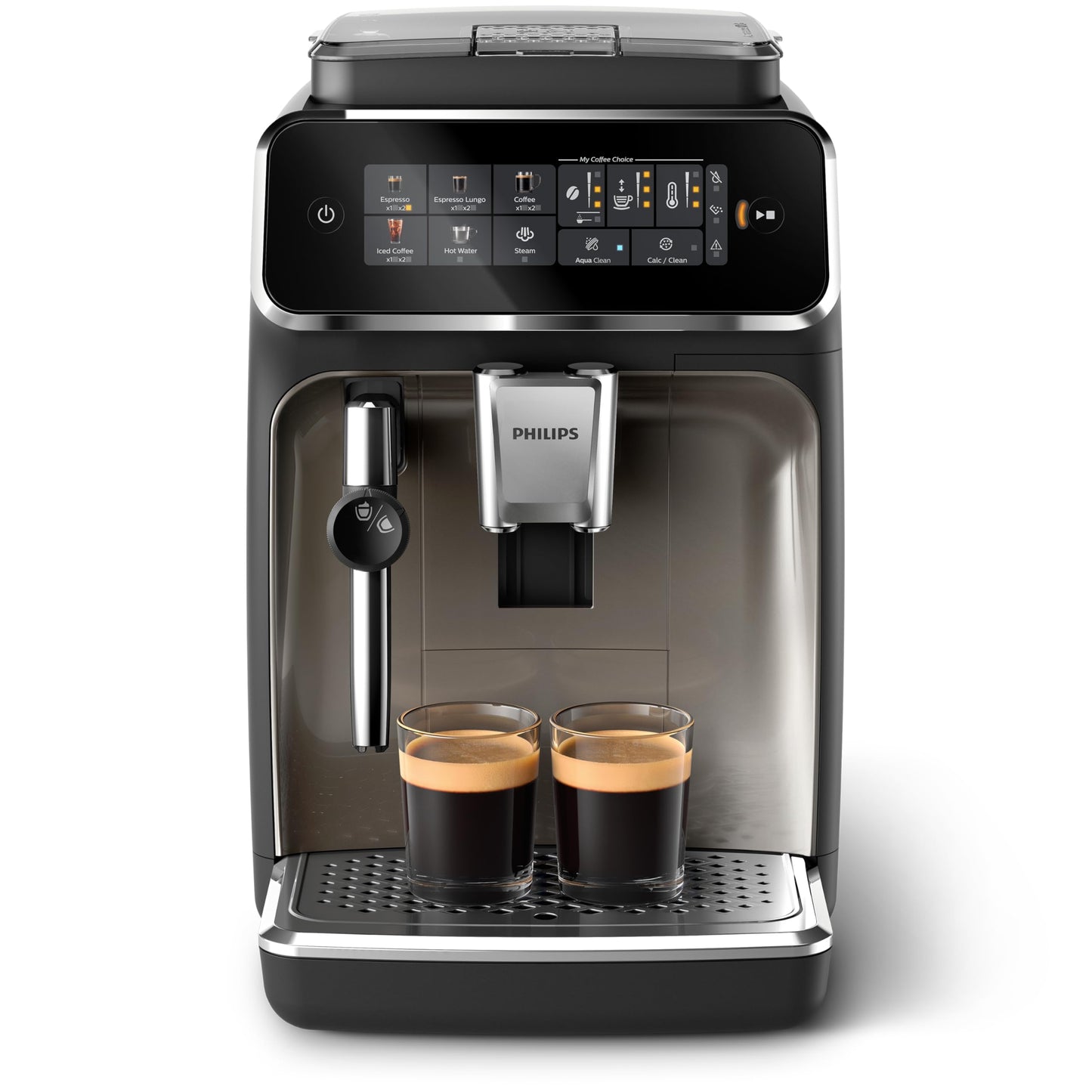 Máquina Espresso Automática Philips Serie 3300 Cromo Negro con Pantalla Táctil y Espumador Clásico de Leche