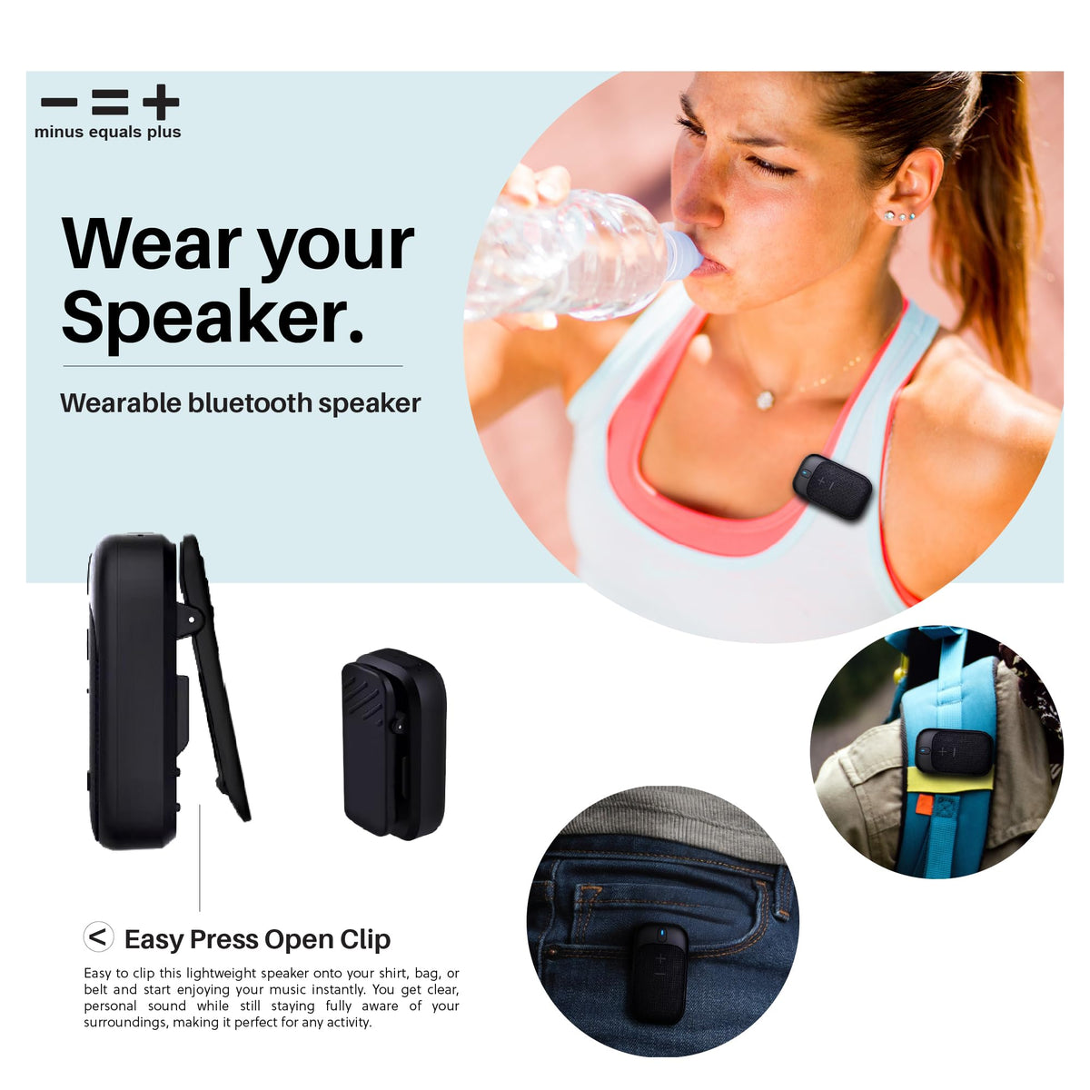 Altavoz Bluetooth Personal Portátil Resistente al Agua con Micrófono Integrado y Larga Duración de Batería