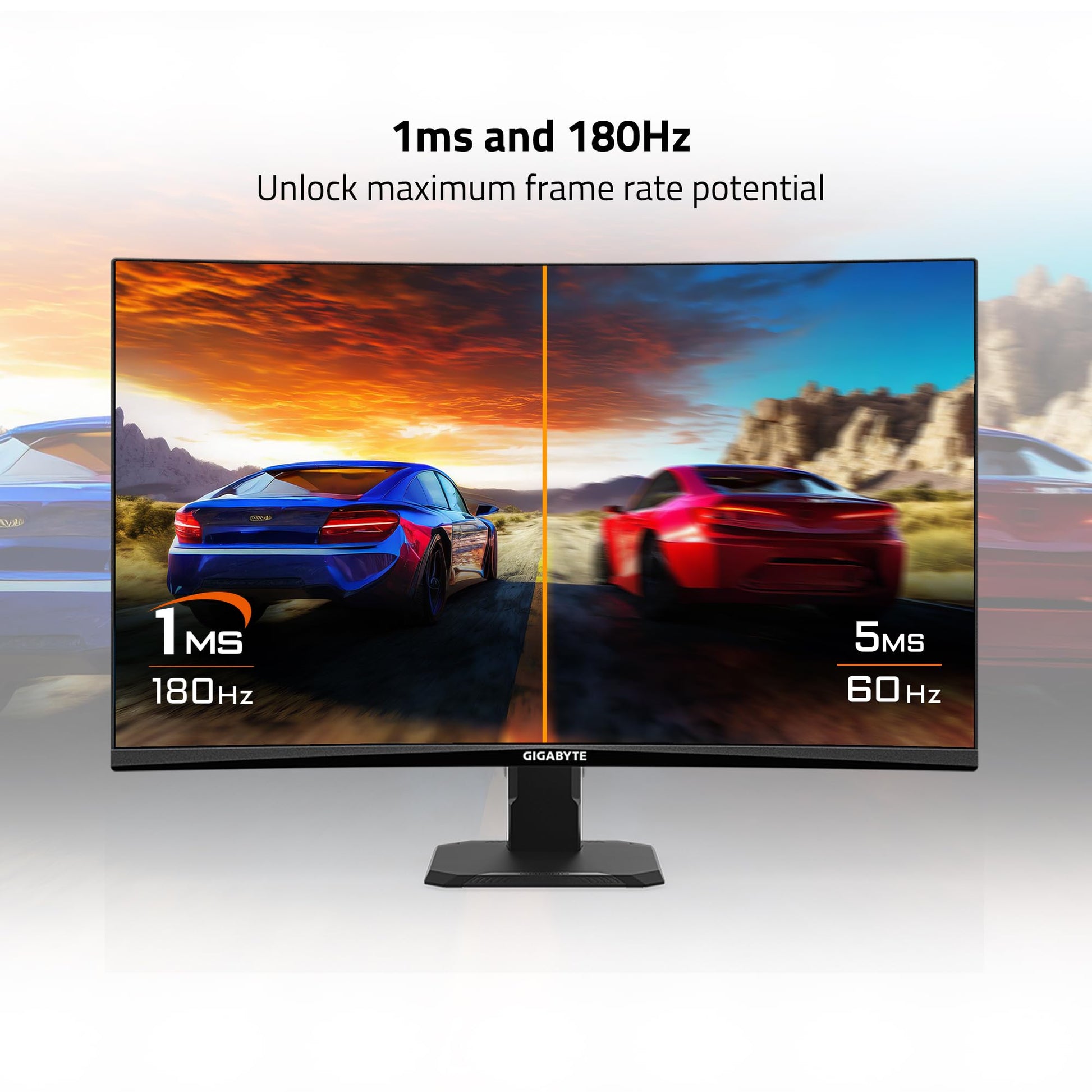 GIGABYTE Monitor Gamer GS27FC 27 Pulgadas Full HD, Tasa de Refresco 180Hz, 108% sRGB, Conectividad HDMI 2.0 y DisplayPort 1.4, Tiempo de Respuesta 1ms MPRT | Negro