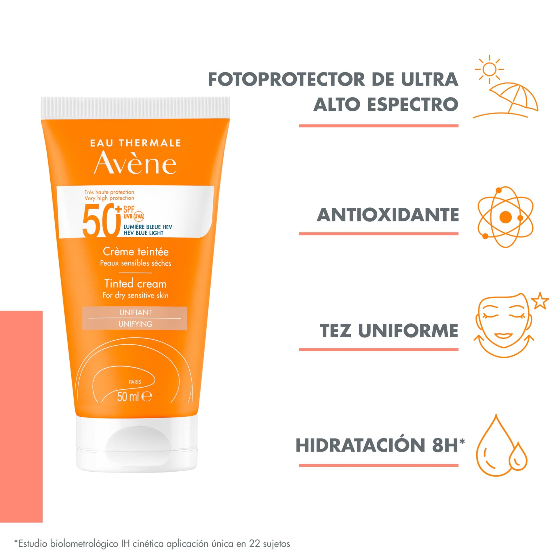 Avene Crema con Protector Solar Fps50+, Sin Perfume, 50ml