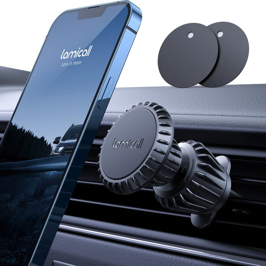 Lamicall Magnético Soporte Celular Auto, 4ª Generación Super Imán [360 ° Giratorio], Base Celular Automóvil, Porta Celular para Auto Iman, Compatible con Todos Celular, Samsung,Xiaomi