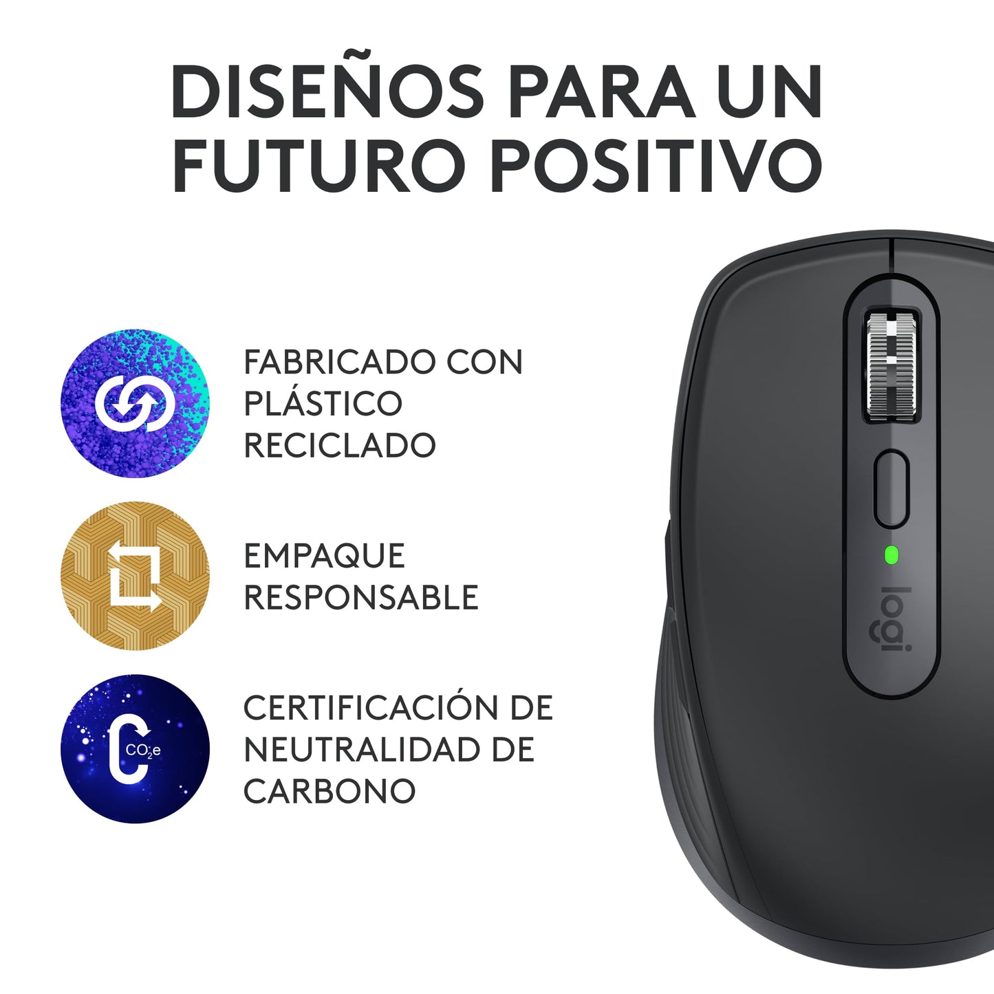 Logitech MX Anywhere 3S Compact Mouse inalámbrico, Desplazamiento Veloz en Todos Lados, dpi 8K, silencioso, Botones programables, USB C, Bluetooth, Windows PC, Linux, Chrome, Mac - Negro