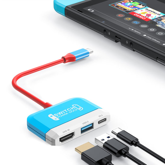 RREAKA Switch Dock for Nintendo Switch OLED, 3 in 1 Switch TV Adapter with 4K HDMI, USB 3.0 Port, Type C 100W Charging, Portable Switch Docking Station Travel, for Samsung Dex S24, MacBook