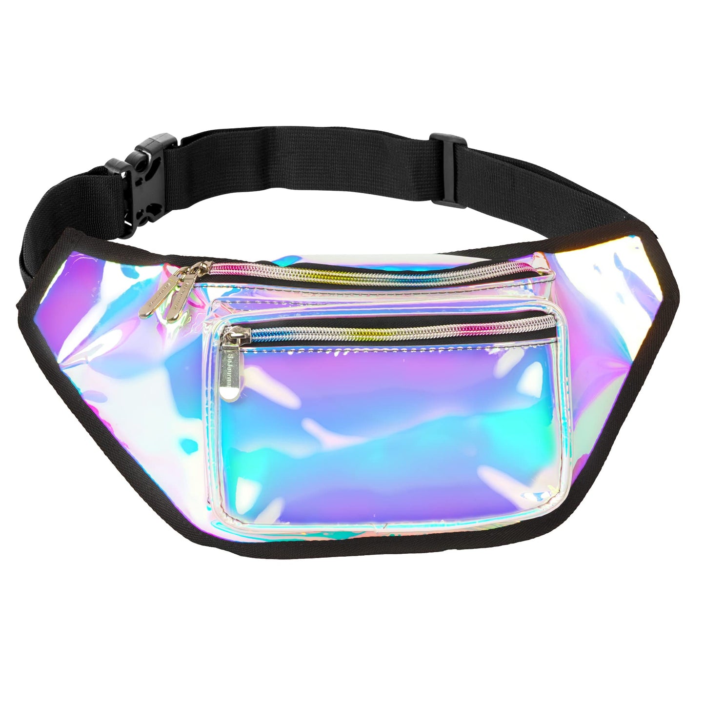 Riñonera Impermeable Azul Holográfico Manos Libres Grande para Hombres o Mujeres