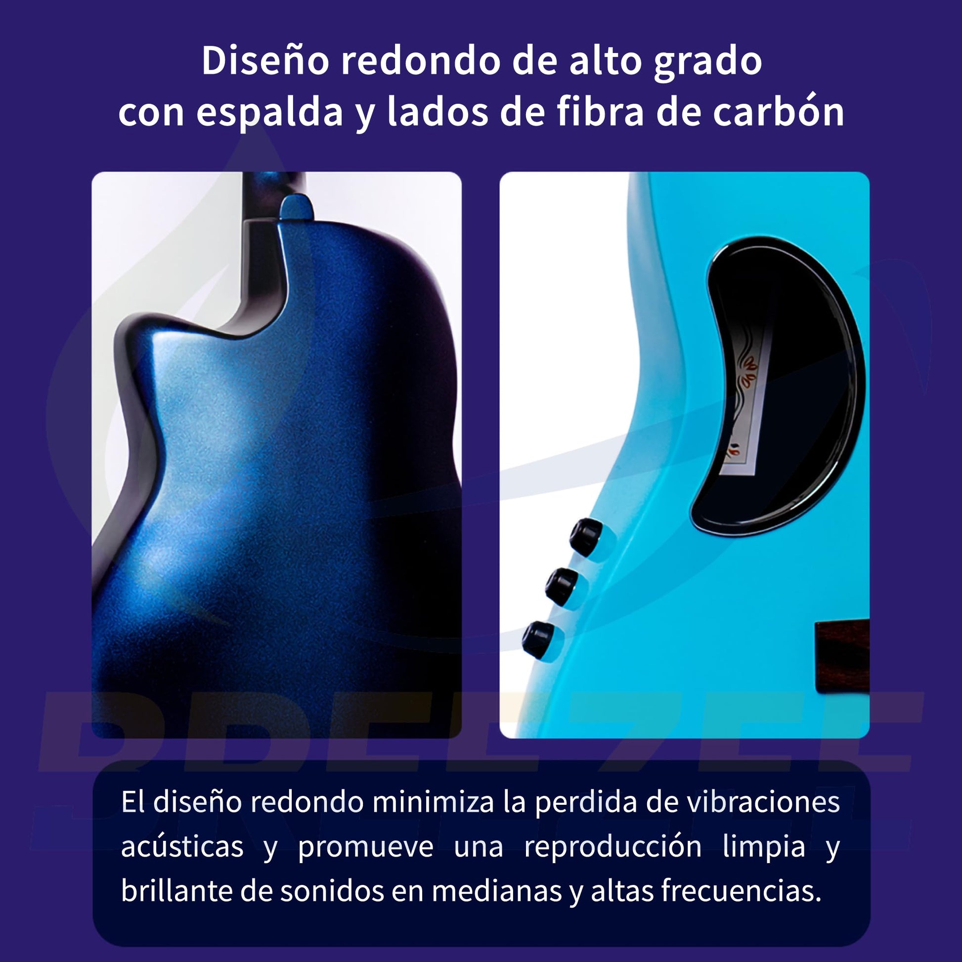 BREEZEE Guitarra ElectroAcústica Redonda de 41”, Incluye Accesorios, Diseñada sobre Fibra de Carbono y Abeto, Pastilla de 2 Bandas, Transmisión de Sonido Natural, Barnizado de Alto Brillo, Moderno