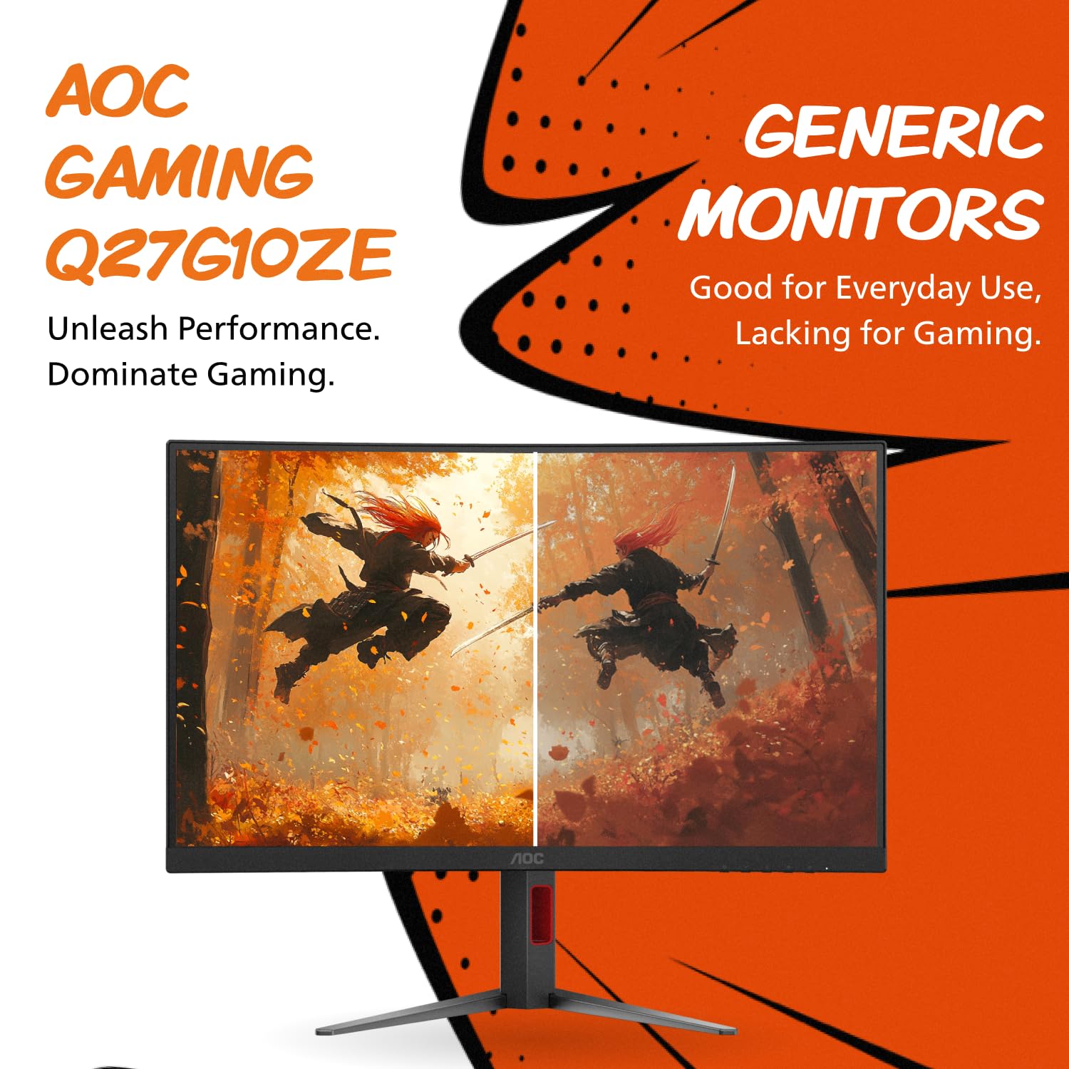 AOC Q27G10ZE Monitor para juegos de 27 pulgadas, QHD 2560 x 1440, hasta 260Hz 0,5 ms, HDMI 2.0 x2, DisplayPort x1, 3 lados sin marco, consola lista para juegos