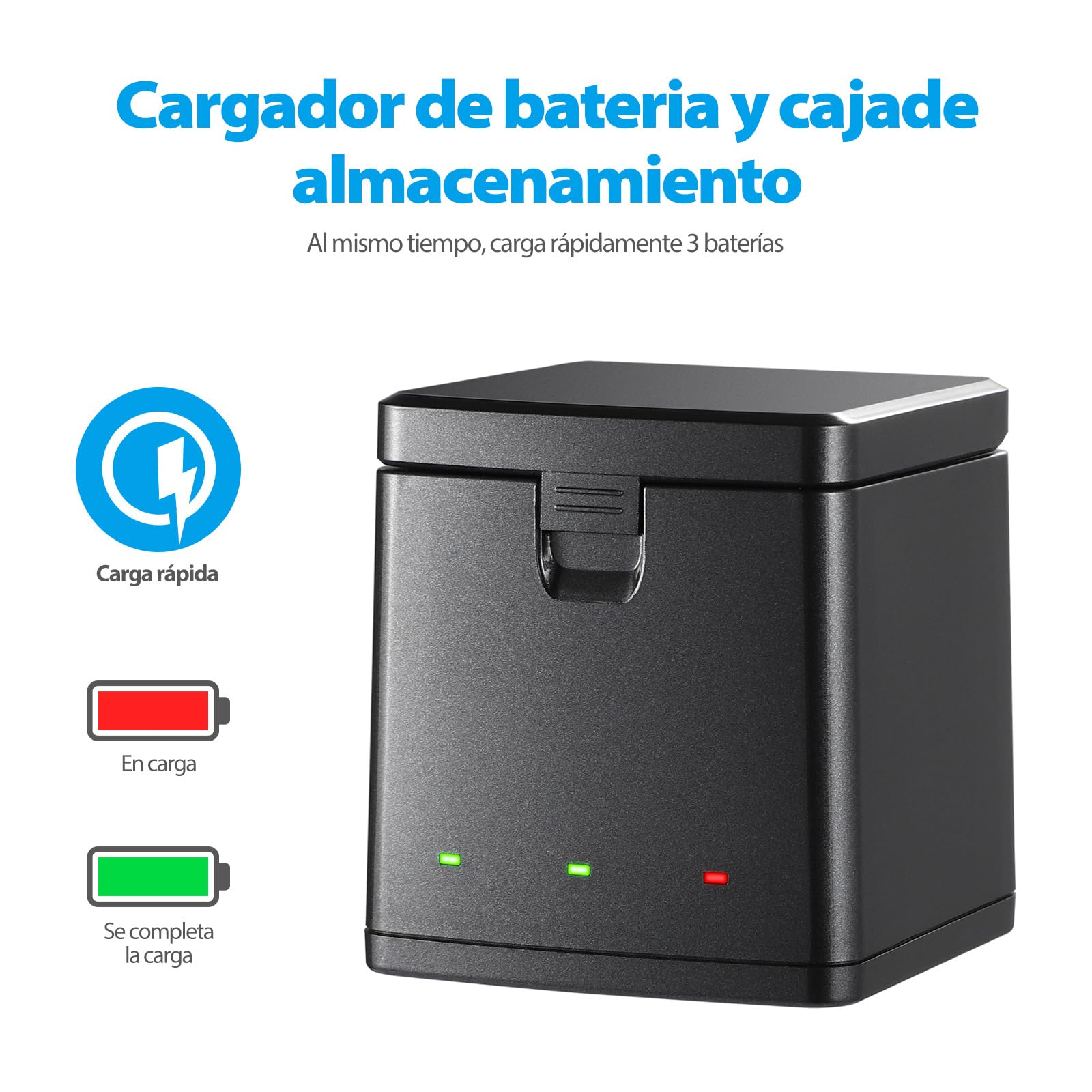 Baterías 2100mAh PHTEGI Gopro Hero 13 Black con Cargador Rápido USB 3 Canales