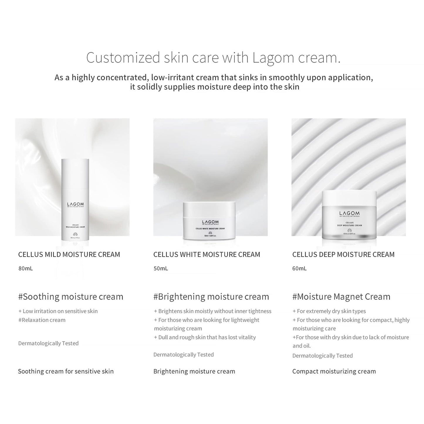 LAGOM Cellus Deep Moisture Cream Humectante Vegano Natural Aceite De Jojoba Ceramida Pantenol Sin Aroma Herbal Loción Hidratante Cara Sedosa Para Toda Piel Facial Sensible Seco Graso 60ml 2.02oz