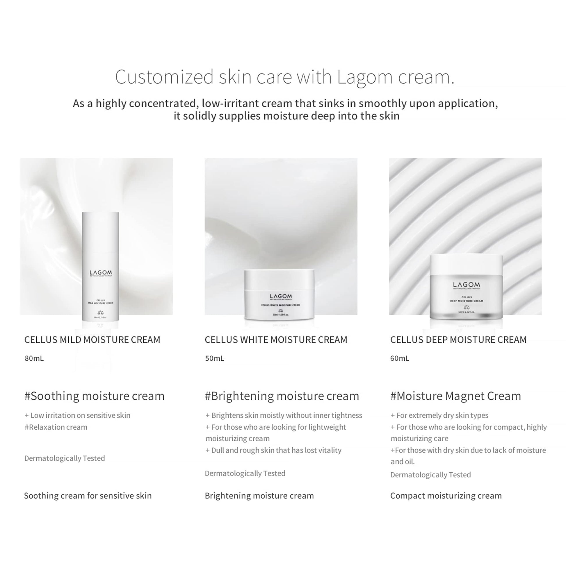LAGOM Cellus Deep Moisture Cream Humectante Vegano Natural Aceite De Jojoba Ceramida Pantenol Sin Aroma Herbal Loción Hidratante Cara Sedosa Para Toda Piel Facial Sensible Seco Graso 60ml 2.02oz