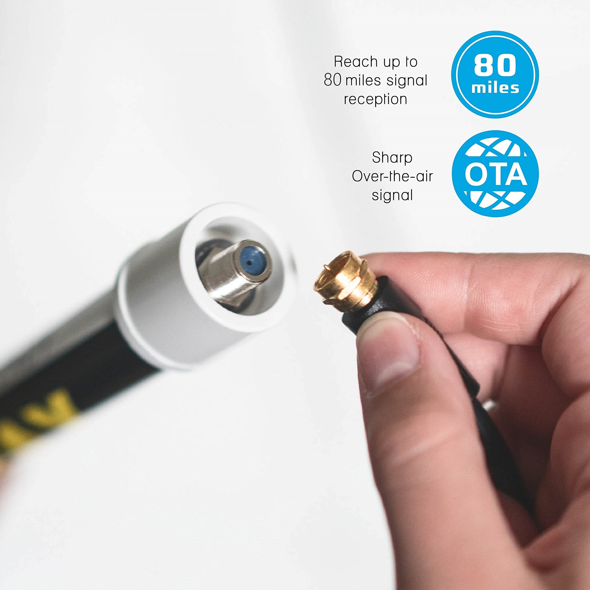 Magic Stick TV MAX HD - Digital TV Antenna Reception Signal Booster with 20ft Cable, Easy to Install, Up to 80 Mile Range