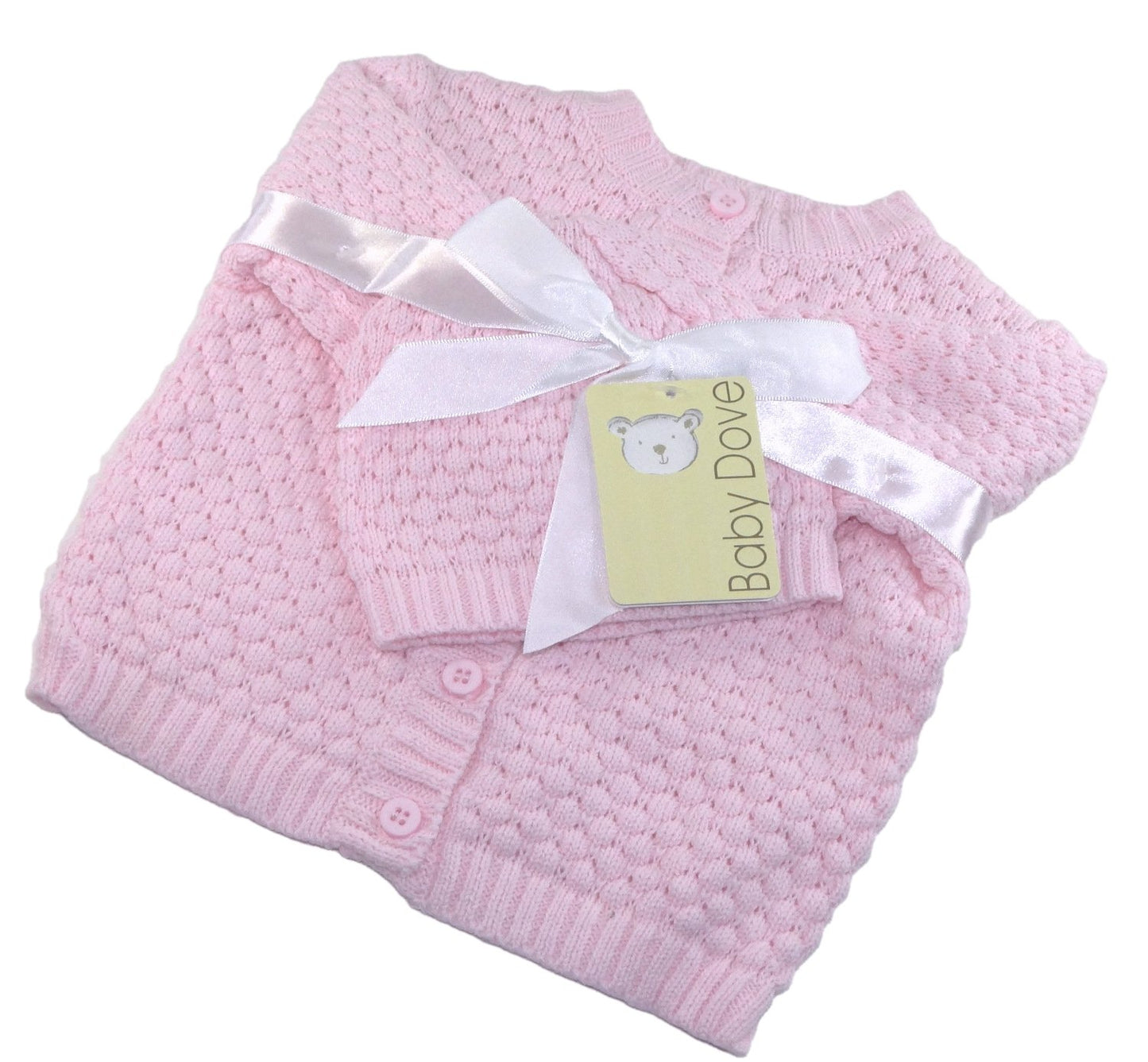 Baby Dove Conjunto de regalo de punto de palomitas de maíz para recién nacido, un suéter y sombrero perfecto para bebé, color rosa