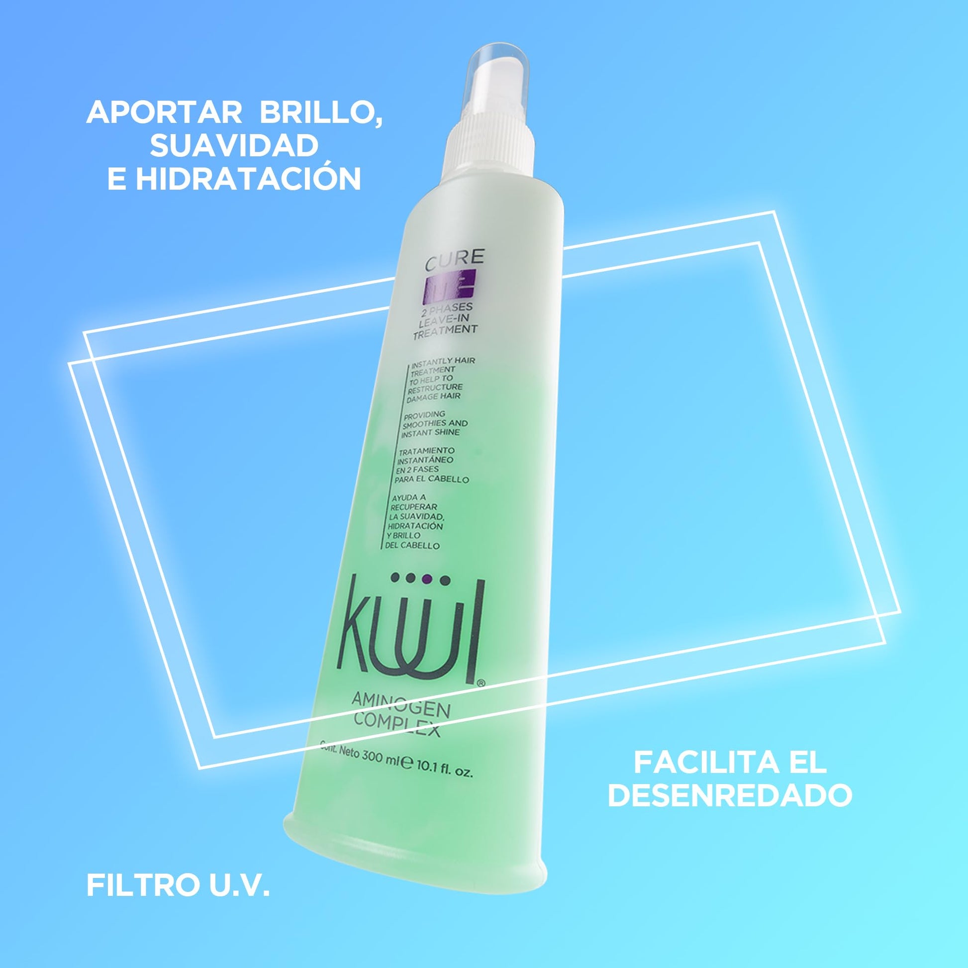 KÜÜL - Tratamiento para Cabello Maltratado Cure Me 2 Phases de 300 mililitros. Aporta Brillo, Suavidad e Hidratación a tu Cabello y Evita el Quiebre del Cabello por el Uso de Químicos