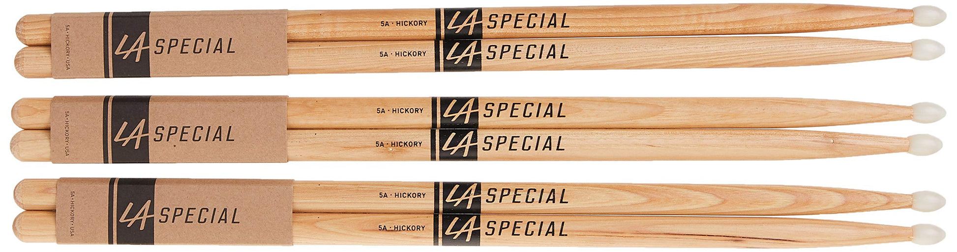 ProMark | Baquetas LA Specials 5A Hickory, punta ovalada de nylon, 3 pares