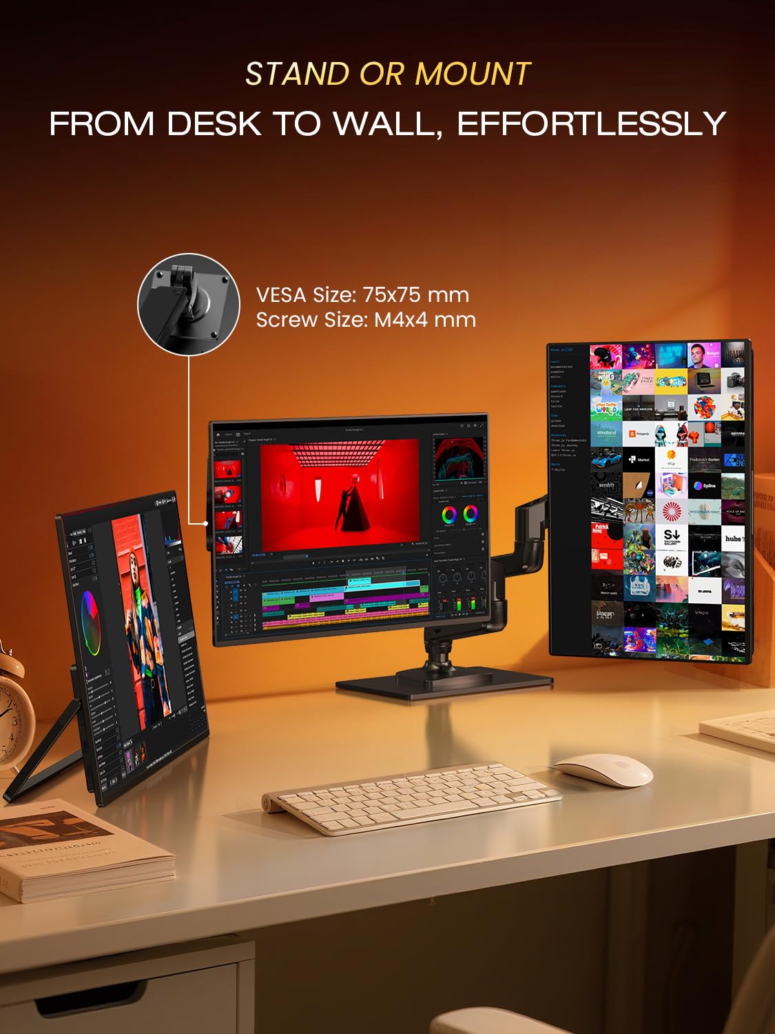 UPERFECT Mini monitor LED portátil de 14 pulgadas 2.5K | 1500 nits | 2560 x 1600 | contraste 10000:1 | monitor portátil Freesync de 1 ms para portátil con soporte y VESA, visualización de viaje