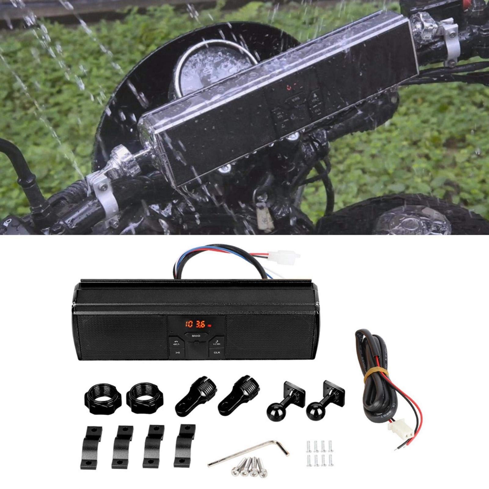 estéreo de manillar, altavoz de motocicleta Accesorio de modificación de motocicleta Barra de manillar de sonido de graves mejorado A prueba de agua para motocicleta para(negro)