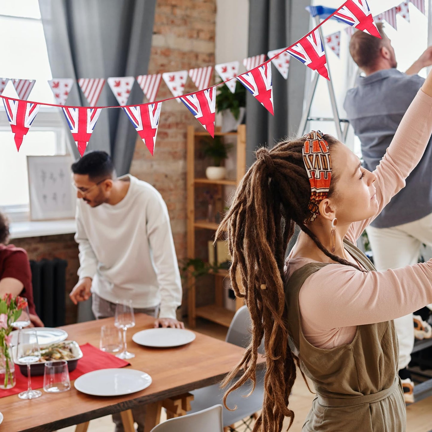 Amosfun 2piezas Banderín De Británica De Algodón para Decoración De Fiesta Guirnalda Colgante De Nacional para Eventos Y Celebraciones Casa Hotel Y Jardín