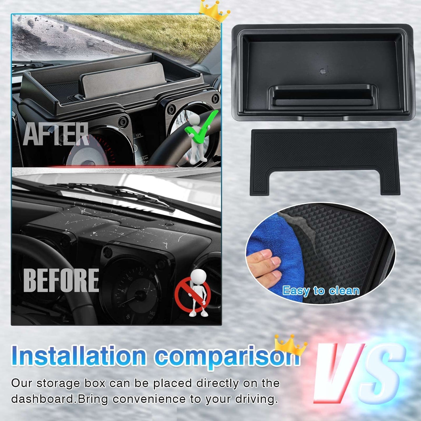 Autorder - Organizador de tablero de consola central para 2019-2022, 2023, 2024, 2025, Suzuki Jimny JB64 JB74, accesorios para salpicadero con soporte para teléfono celular, caja de almacenamiento con