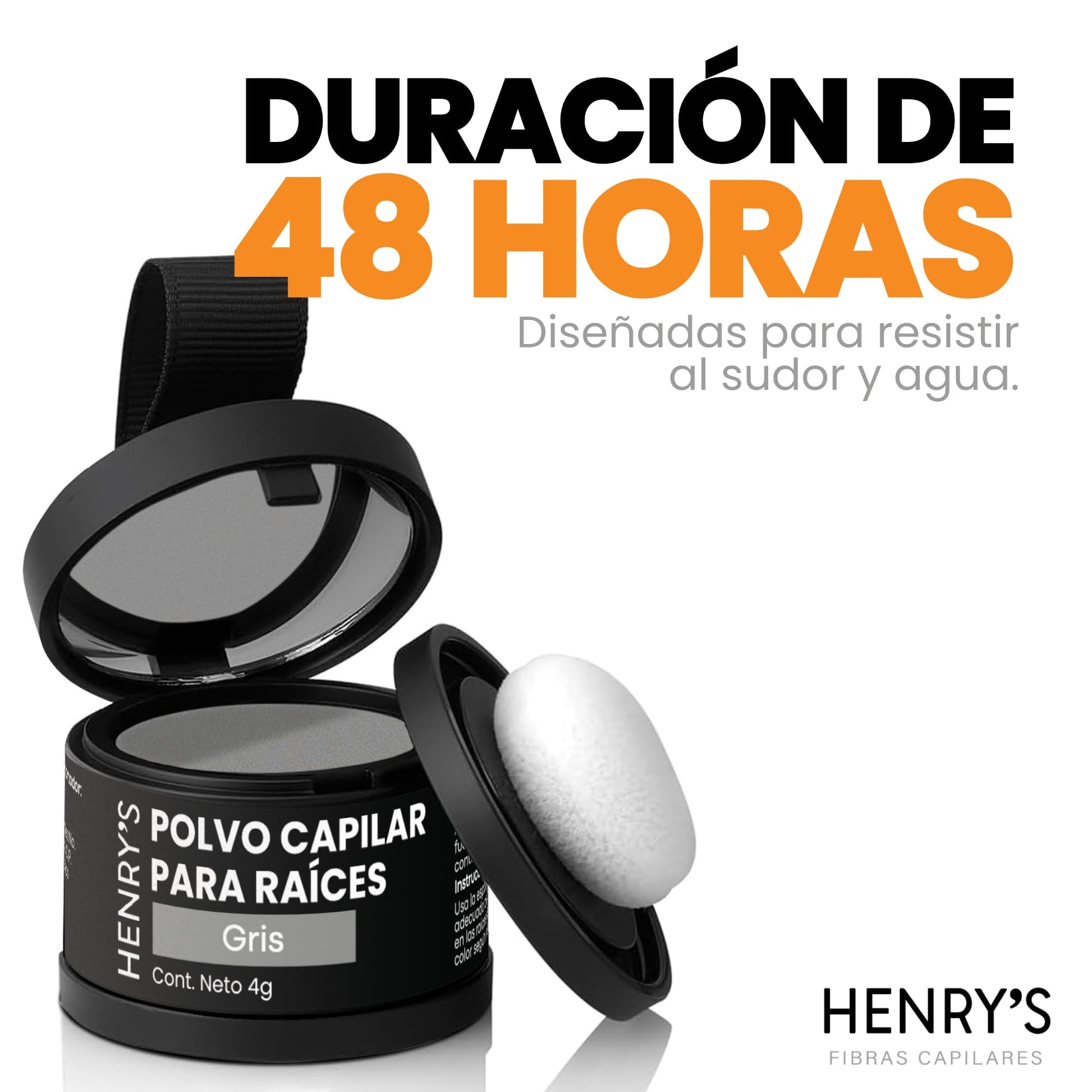 Henrys Polvo para Retocar Raíces Gris, Rellena Zonas Escasas, Define la Línea del Cabello y Cubre el Crecimiento de Raíces al Instante y en Cualquier Momento, Fibras Capilares Hairline Powder. Calvicie, Caida de Cabello o falta de Volumen para Mujer y Hom