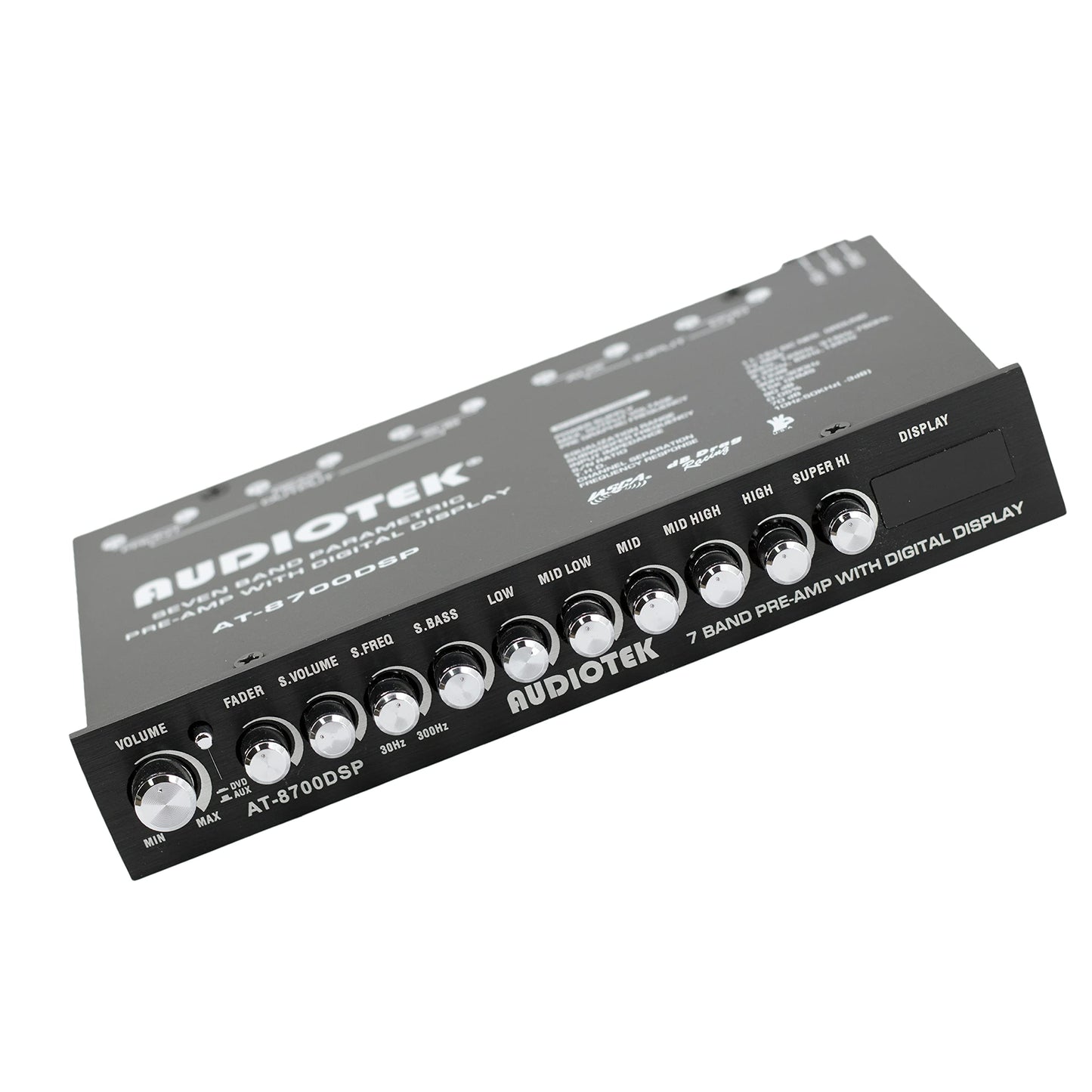 Ecualizador de Audio de Coche Audiotek 8700DSP Negro con 7 Bandas y Salida RCA Chapada en Oro