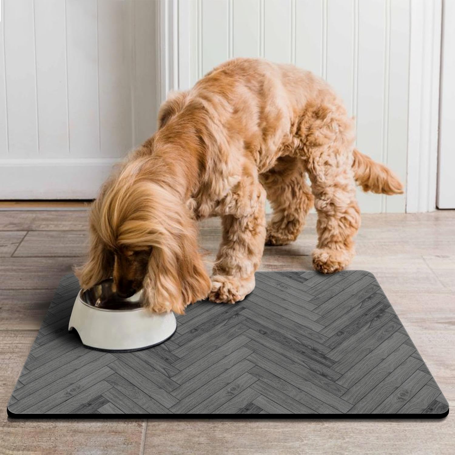 Alfombrillas para Comida de Mascotas Bohemias Absorbentes y Secado Rápido