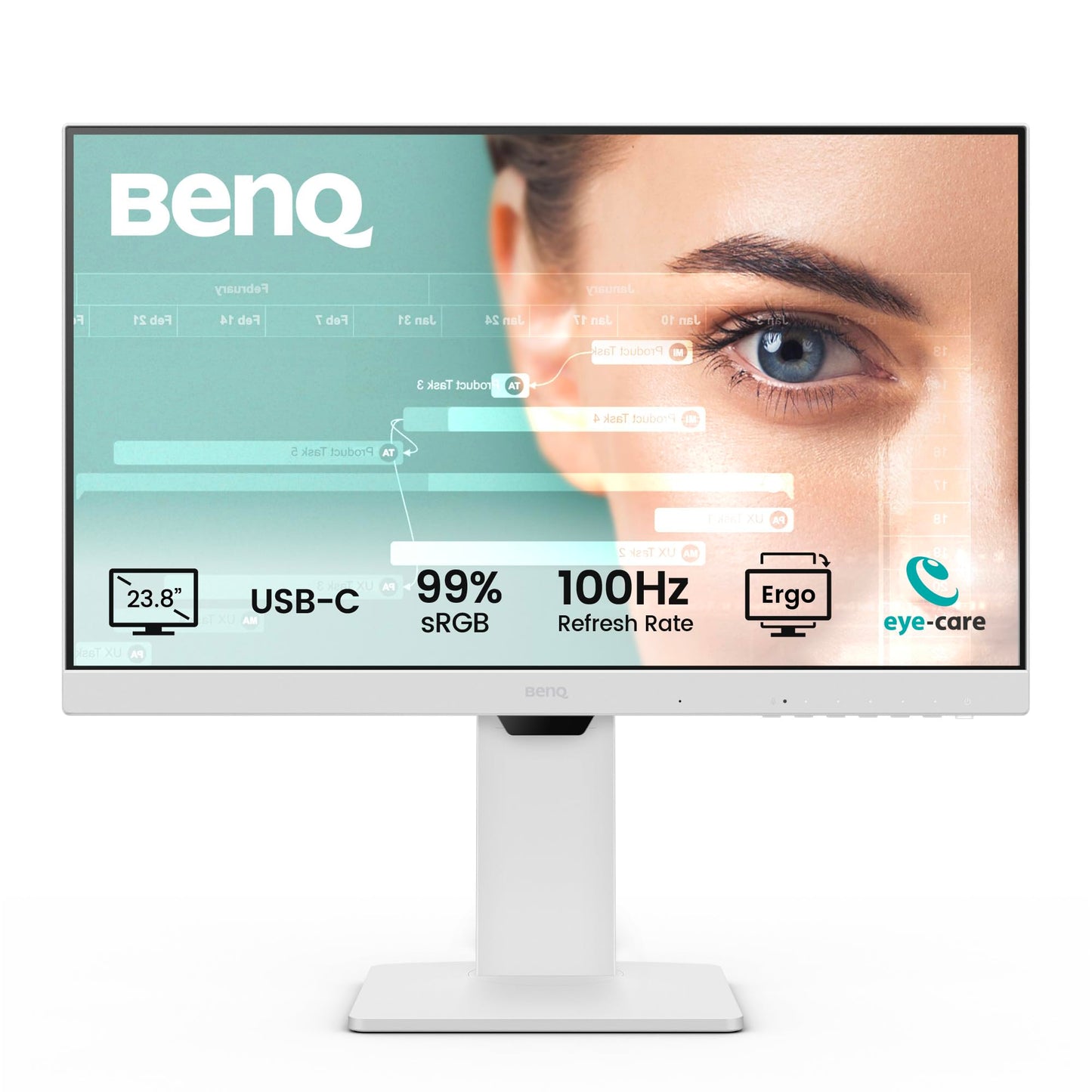 Monitor BenQ 23.8 Pulgadas USB-C FHD IPS 100Hz Ergonómico Ajustable con Cuidado de la Vista