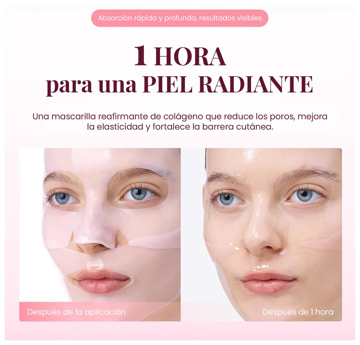 EQQUALBERRY Mascarilla Facial en Lámina Colágeno PDRN Péptidos
