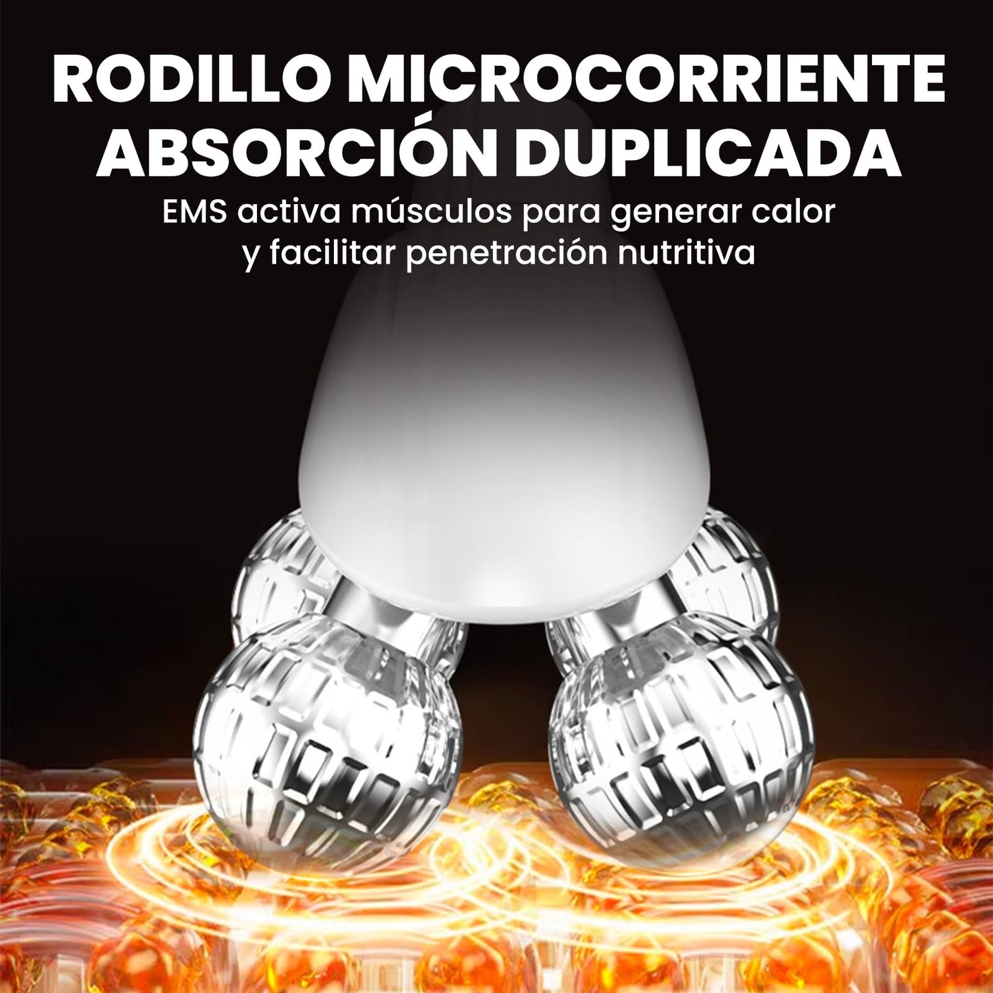 Masajeador Facial de EMS, Rodillo Facial Antiarrugas, 3 Niveles Regulables, para Lifting Facial, Reafirmacion Facial y Reduce la Papada, Apto para Rostro, Cuello, Piernas y Brazos