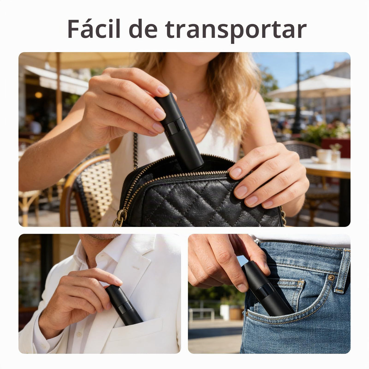 Lisapack - Botellas de spray de viaje para perfume – Mini Decantador atomizador recargable de colonia de 8 ml para hombres, dispensador de decantación de perfume esencial de viaje de tamaño pequeño