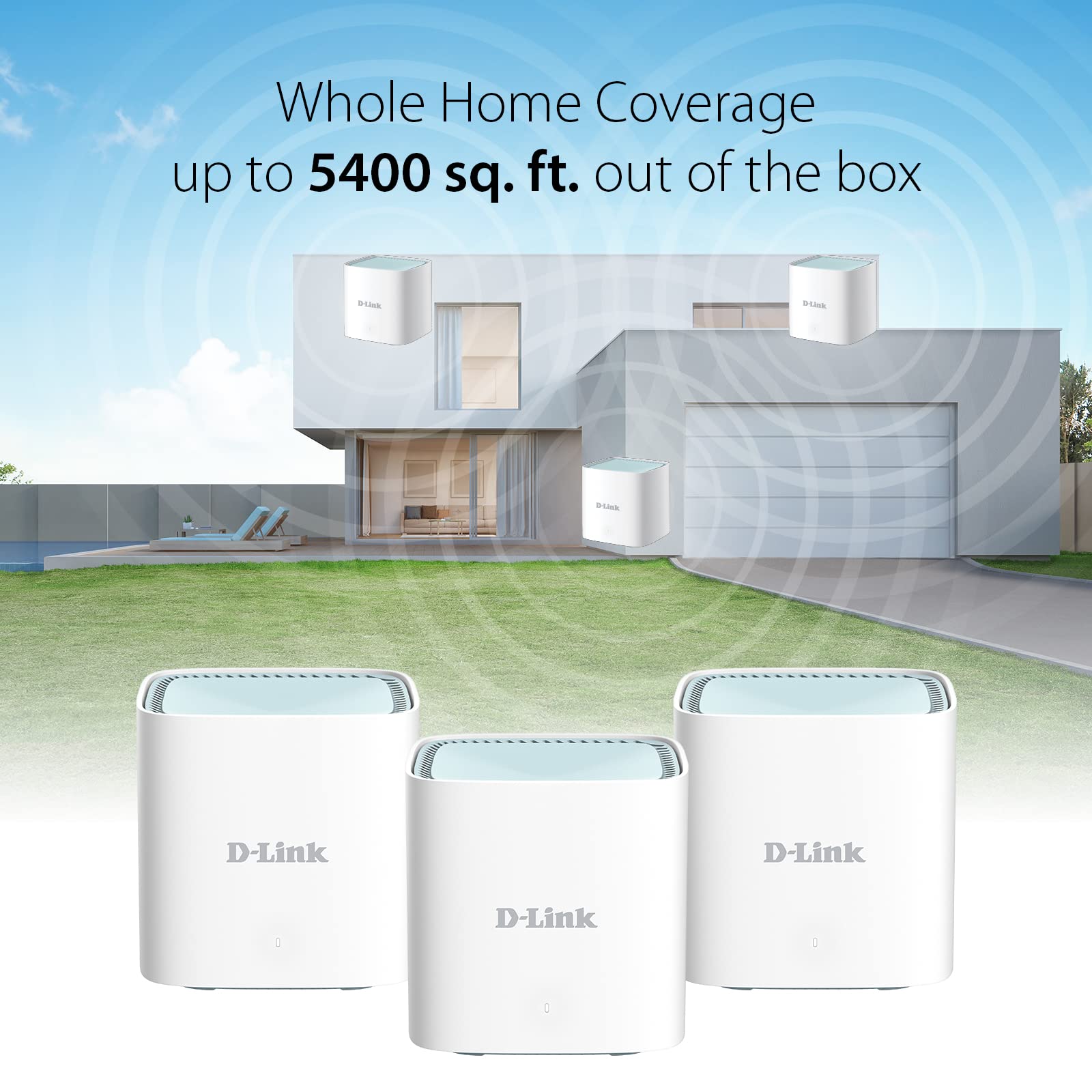 D-Link Eagle Pro AI Mesh WiFi 6 Router System (Paquete de 3) - Paquete múltiple para Red inalámbrica Inteligente de Internet, Compatible con Alexa y Google, AX1500 (M15/3)