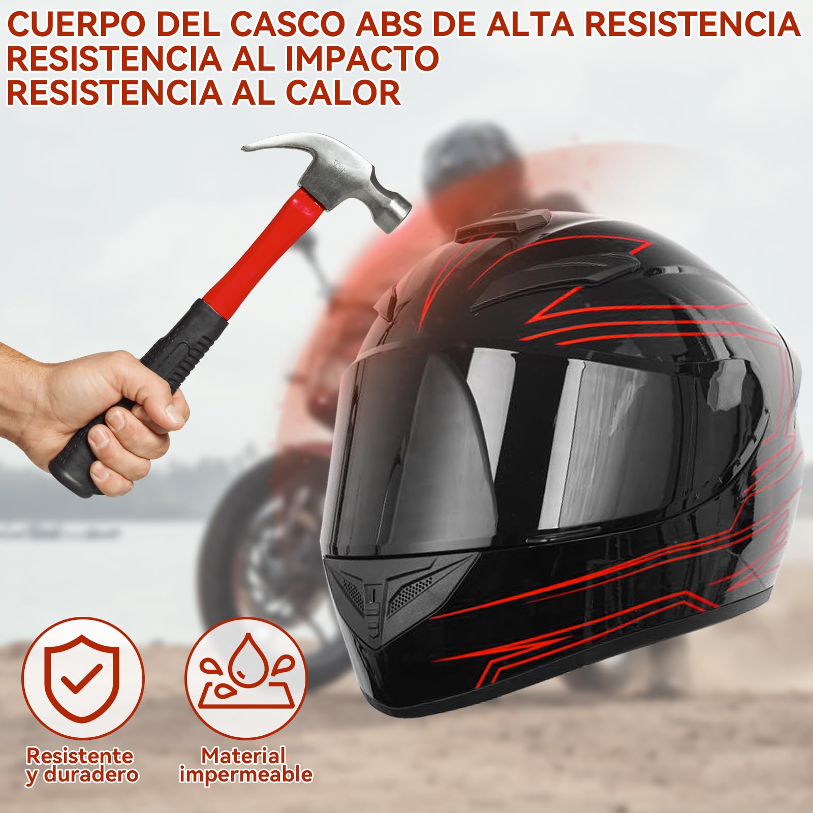 LINGLUCKY Casco Motocicleta,Cascos para Motos Certificados Dot,Cascos de Moto con Visor ANTIVAHO,Cascos Motocross Mujer Hombre Motos Accesorios (L)