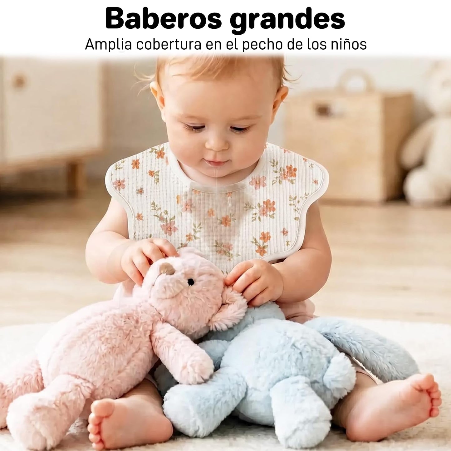Baberos para Niño,Babero 100% Algodón,Muy Absorbente,Indicado para Niños en Fase de Dentición y con Niñas (A Liso)