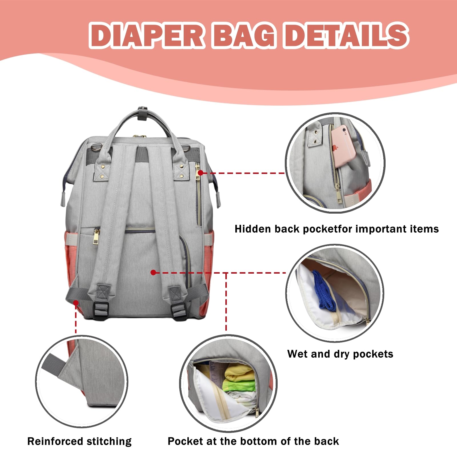 QIXINGHU Multi-Function Diaper Bag for Baby Care Travel Backpack Nappy Bags Handbags Large Capacity purple, SIZE(LWH):10.68.315.7in