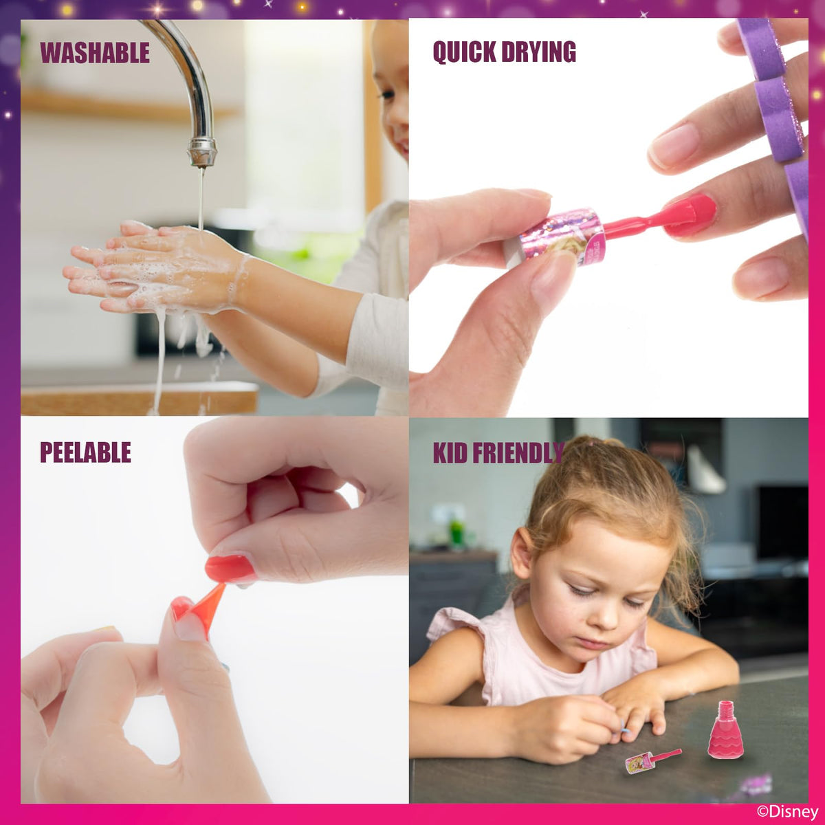 Disney Princess Esmalte al Agua 15 pzas Fácil de Quitar para Niñas