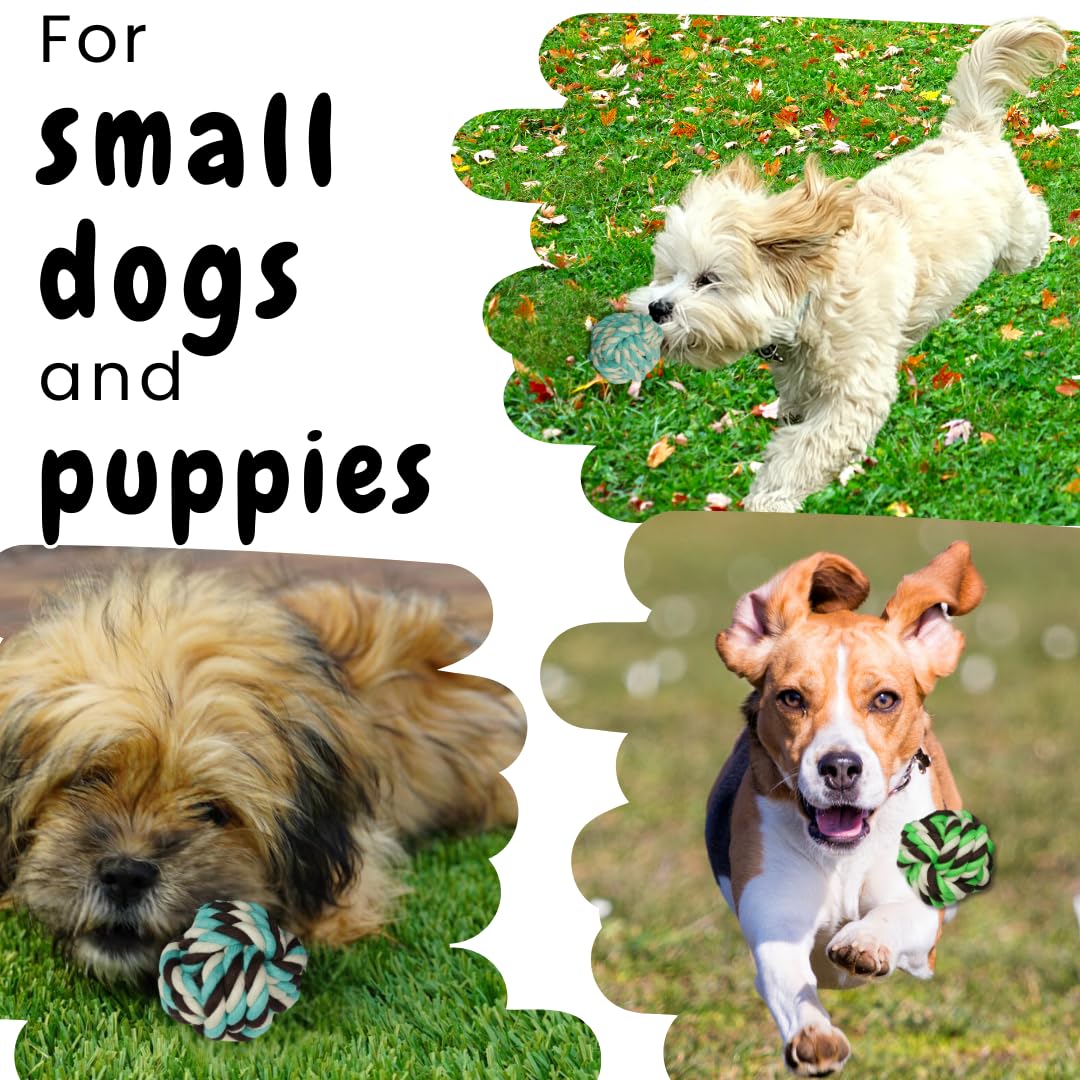 Otterly Pets Juguete para cachorros, bolas de cuerda pequeñas para perros, dentición, juguete de algodón para cachorros y perros (paquete de 6)
