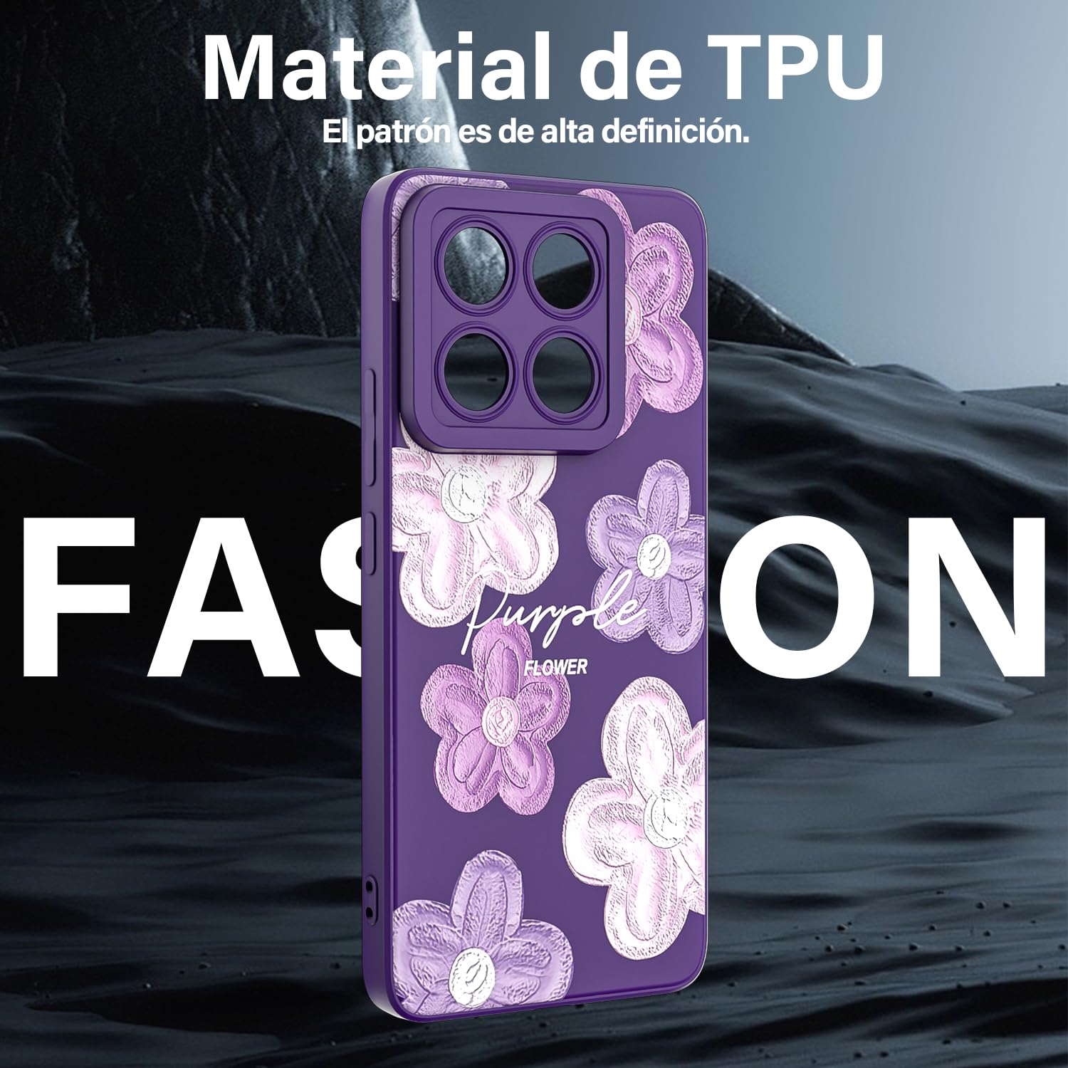 Threehao Funda para Xiaomi 14T Pro Case Uso Rudo, Ultra Delgado Flexible Morada Suave TPU Silicona Carcasa con Moda Aesthetic Dibujos Flores, Antigolpes Anti-arañazos Protectora