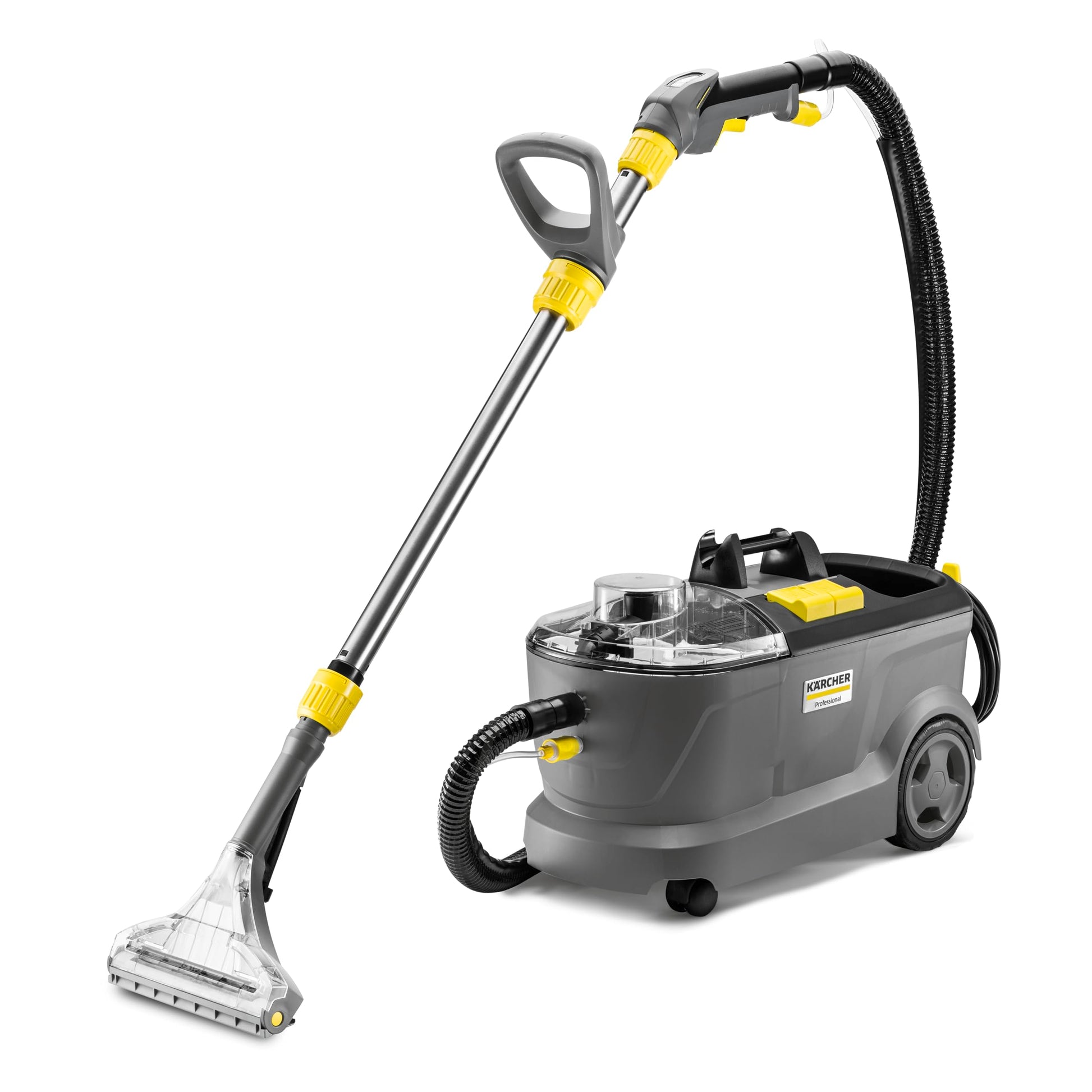 Kärcher Puzzi 10/1 Drum vacuum cleaner 1250W Negro, Amarillo - Aspiradora (1250 W, Aspiradora de tambor, Negro, Amarillo, Agua, Húmedo, Profesional)