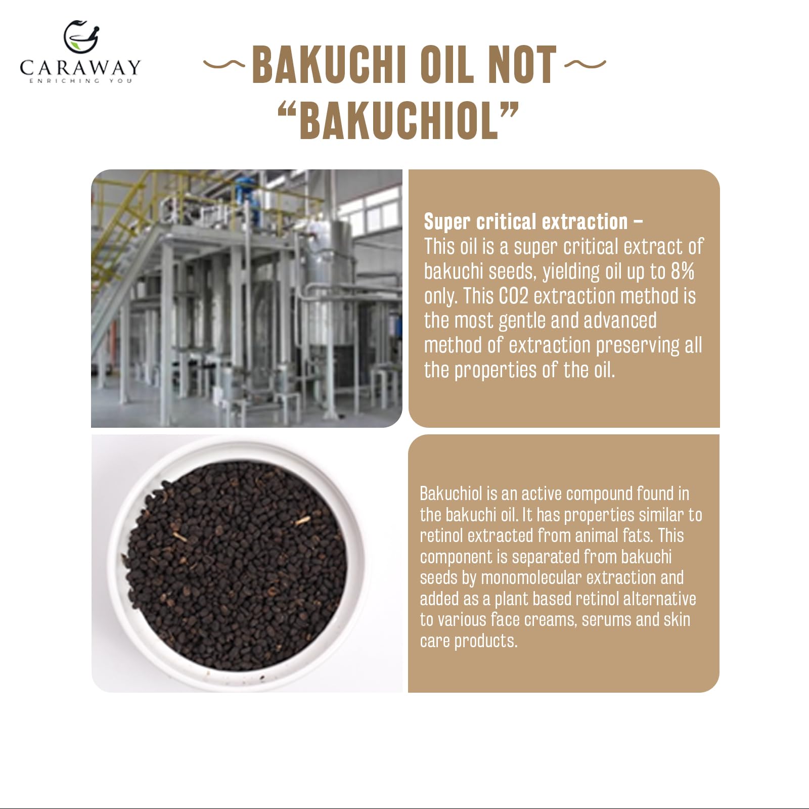 CARAWAY Aceite de Bakuchiol - 50 Ml | Extracto de Co2 Súper Crítico | Origen Indio