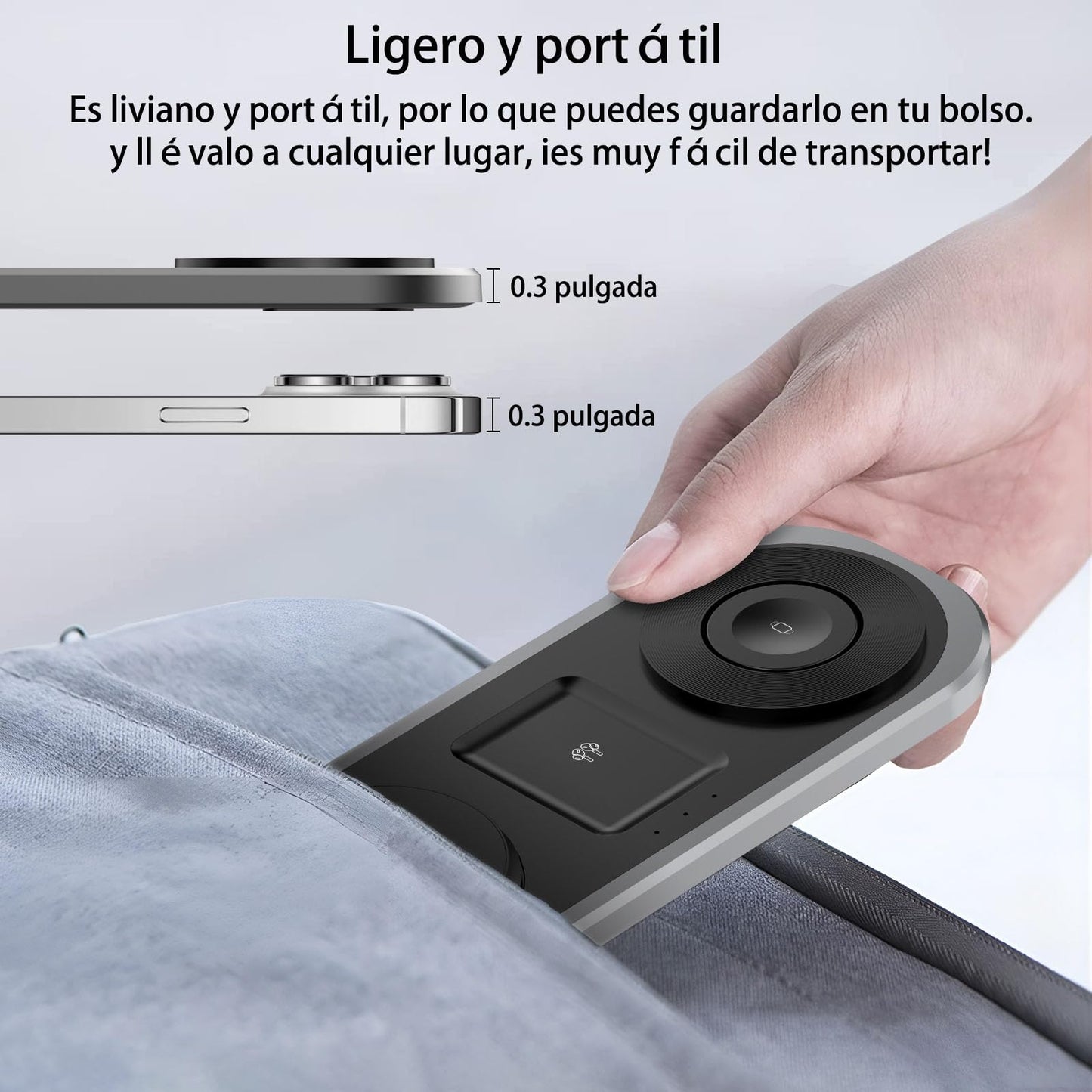 Cargador inalámbrico 3 en 1, estación de carga plegable para Magsafe para iPhone 16/15/14/13/12/Pro Max/Pro/Mini/Plus, para Apple Watch 10/9/8/7/SE/6/5/4/3/2/1/Ultra2/Ultra, para AirPods pro/2/3/4