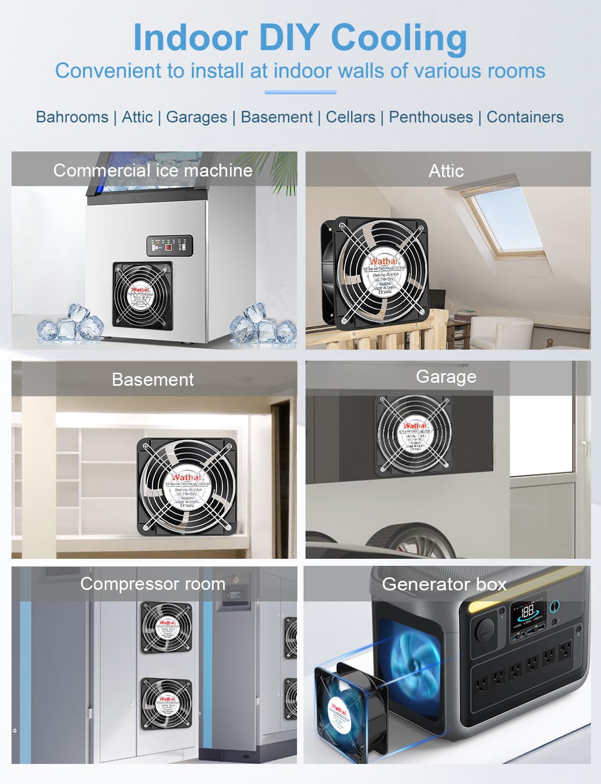 Ventilador AC Wathai Alto Flujo de Aire 15050 mm x 50 mm Ventilación de Escape