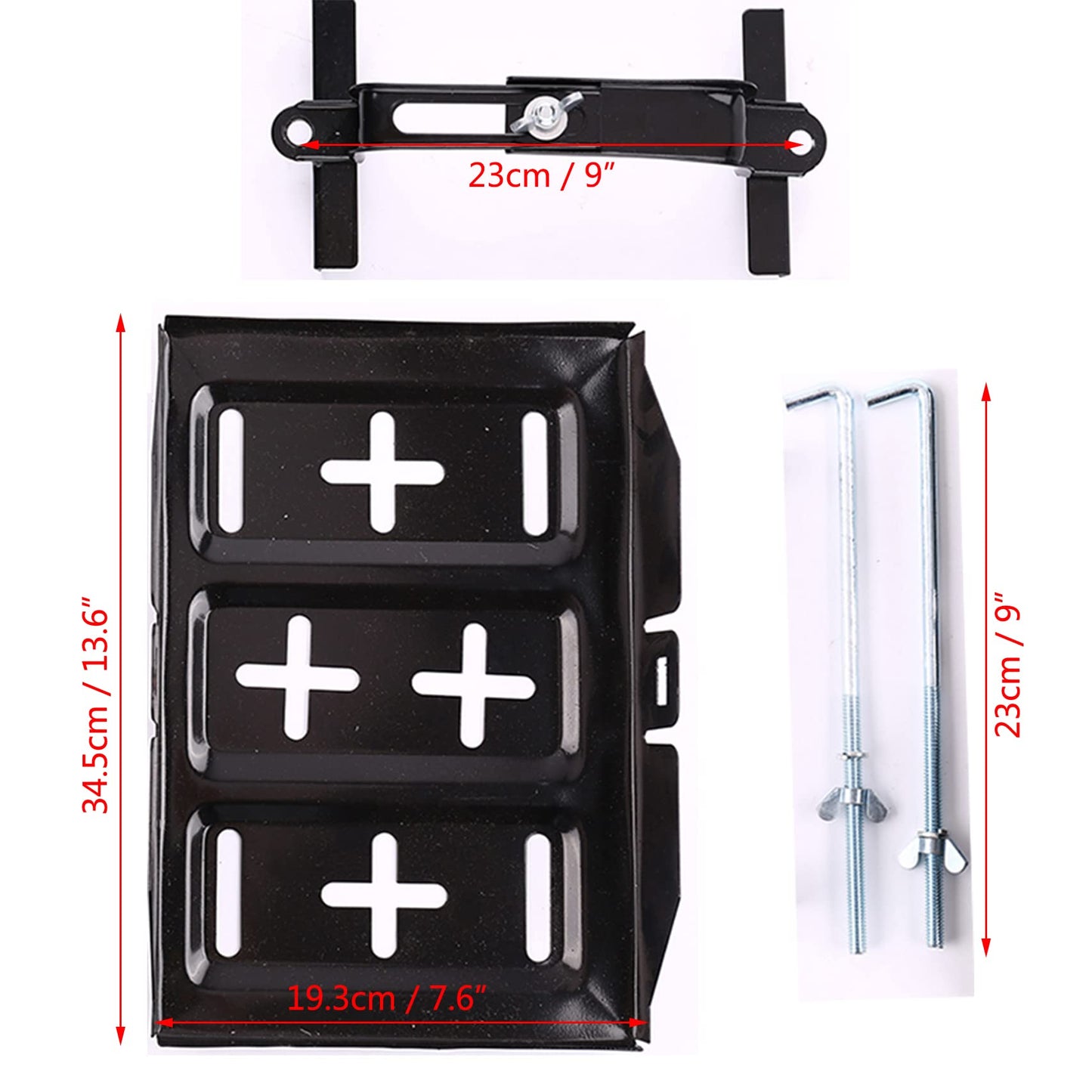 Soporte universal para batería para coche con abrazaderas, soporte de almacenamiento de batería de metal ajustable