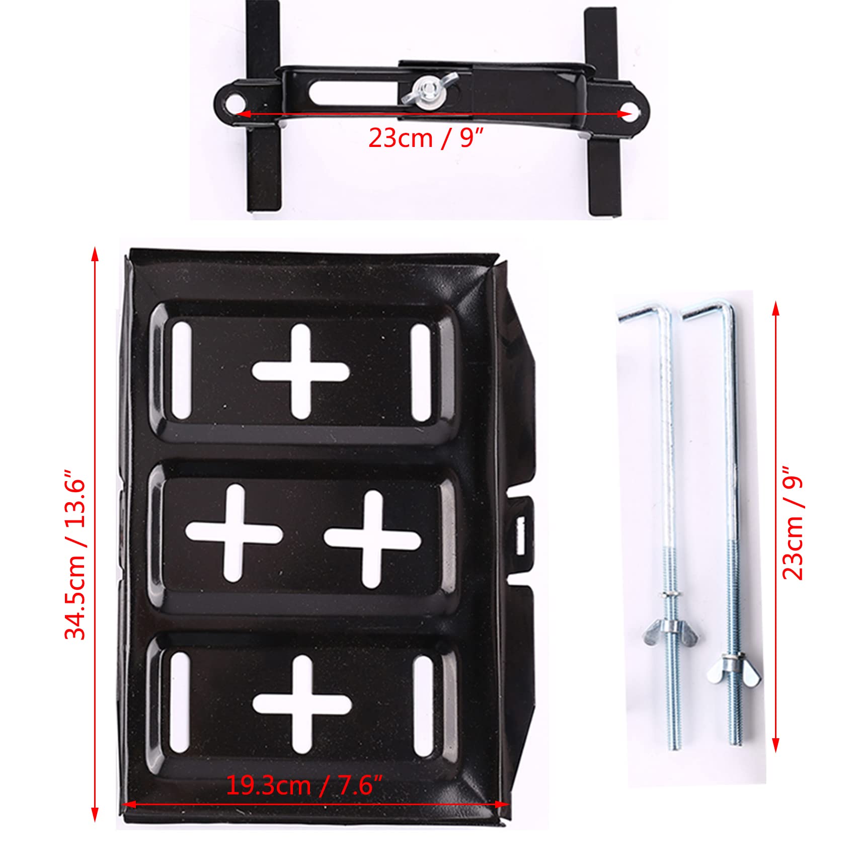 Soporte universal para batería para coche con abrazaderas, soporte de almacenamiento de batería de metal ajustable