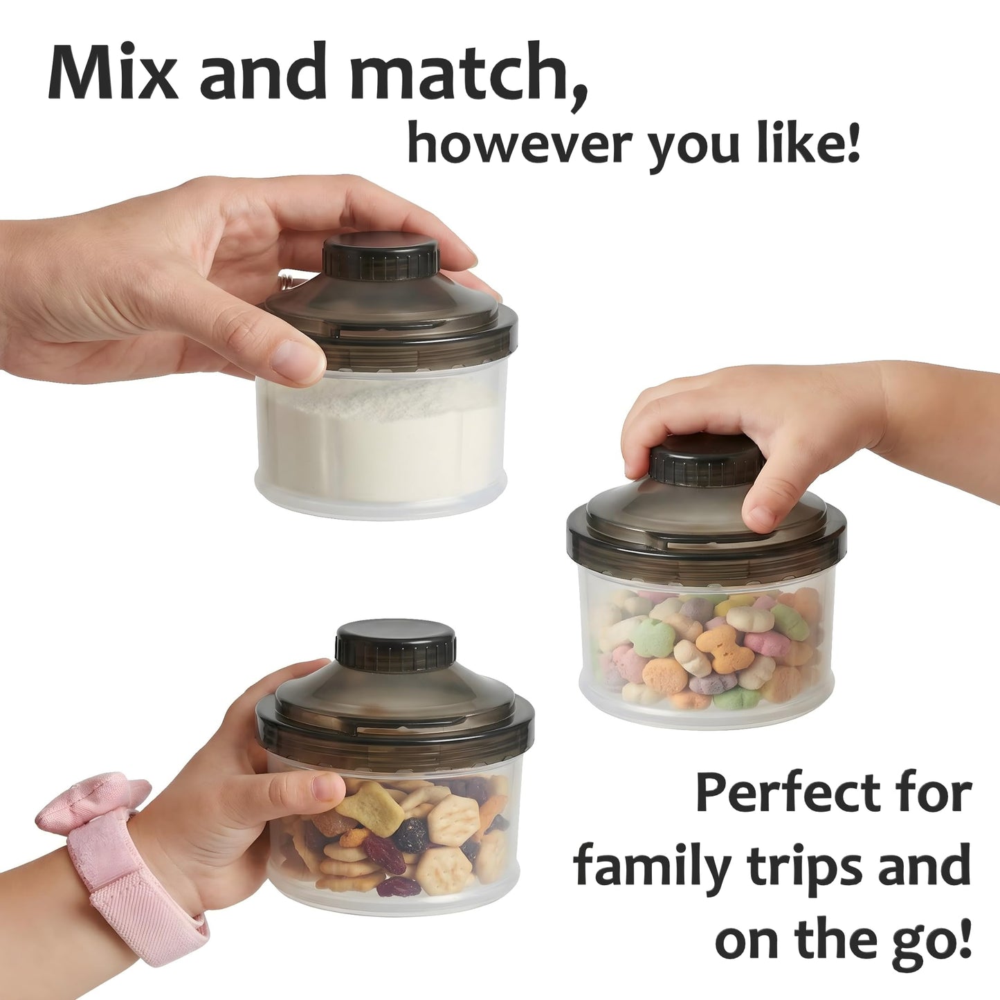 Contenedor de fórmula para llevar – Baby Essentials, dispensador de fórmula apilable para alimentación nocturna, aperitivos y más, contenedor de viaje de proteína en polvo, paquete de 2, por KiKo