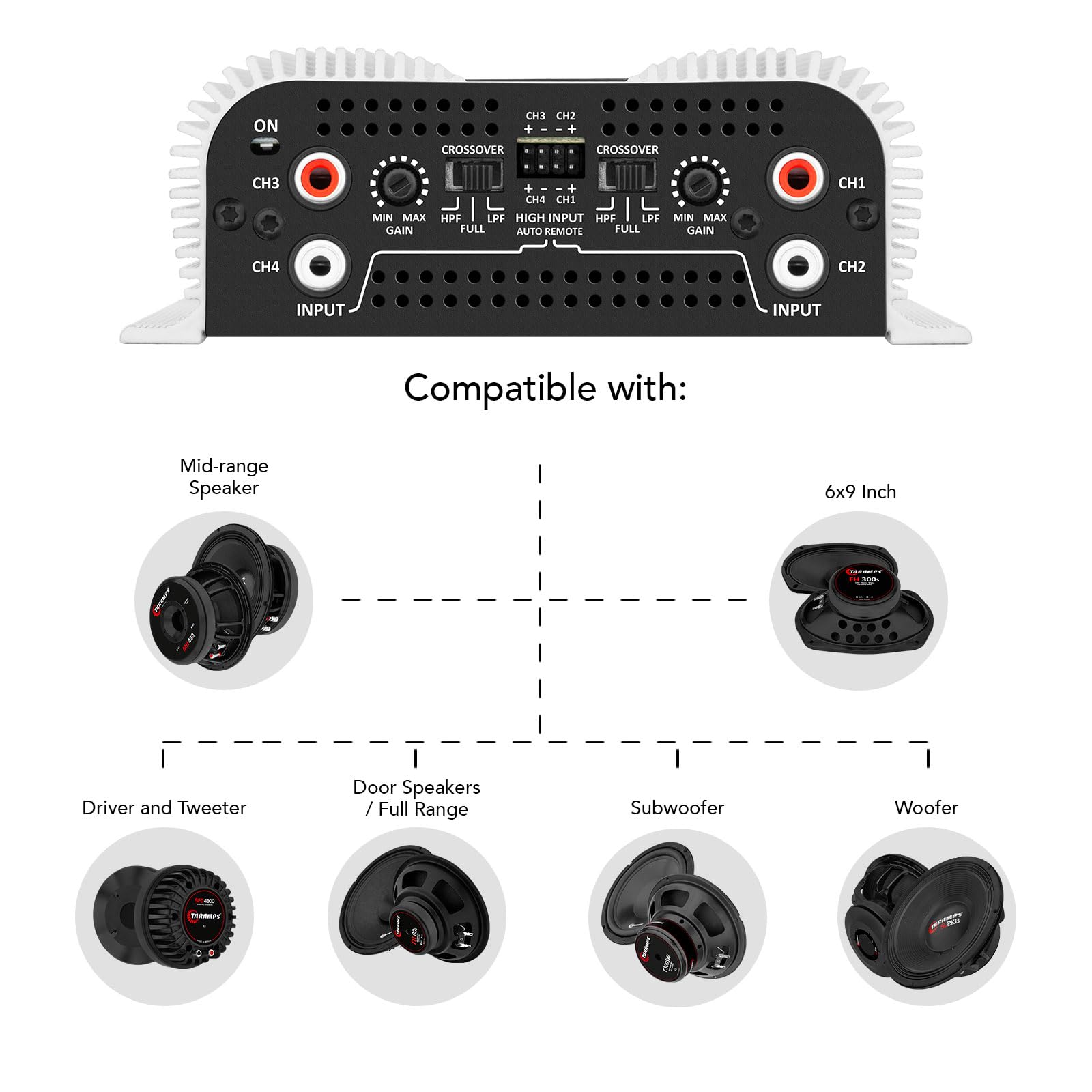 Amplificador Clase D Taramp's DS440X4 4 Canales 110W 2 Ohmios