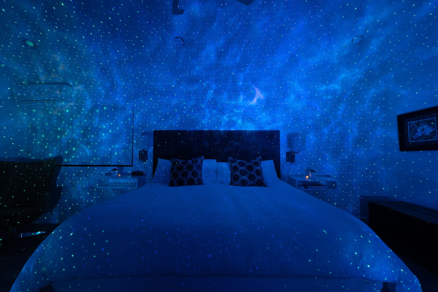 BlissLights Sky Lite Evolve - Proyector de estrellas, proyector de galaxias y nebulosa, con iluminación LED, WiFi App, excelente regalo para meditación, relajación, sala de juegos, cine en casa y luz nocturna en la habitación (estrellas verdes).