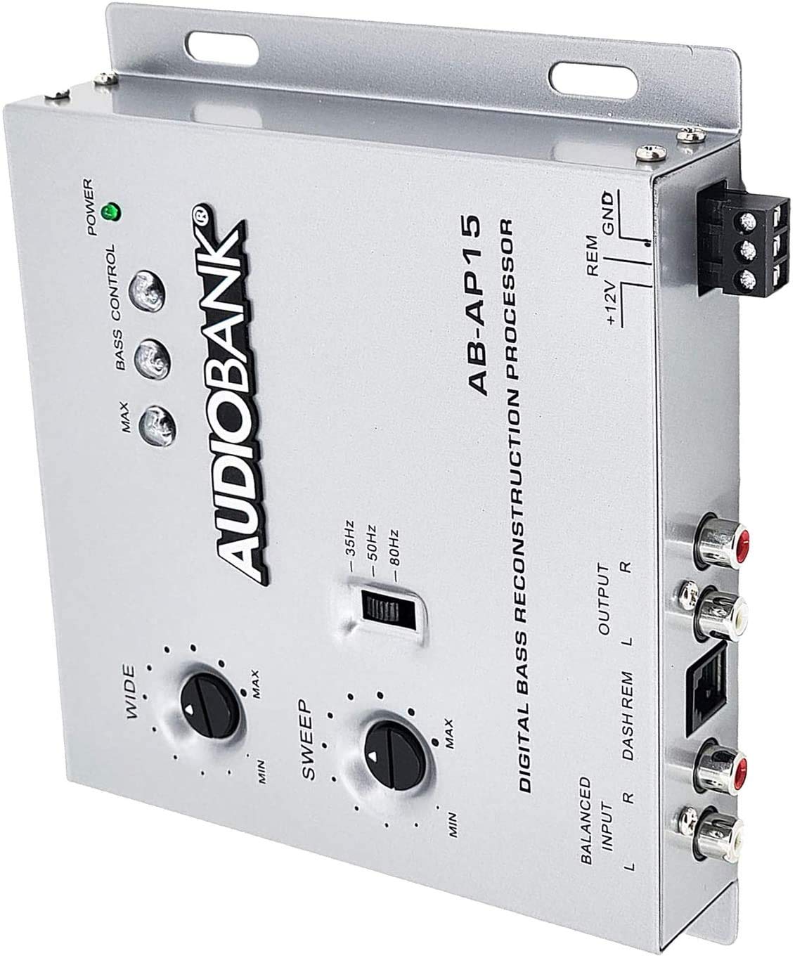 Procesador Digital de Graves Audiobank AP15 Din Negro con Restauración de Sonido y Cruce para Subwoofer de Coche